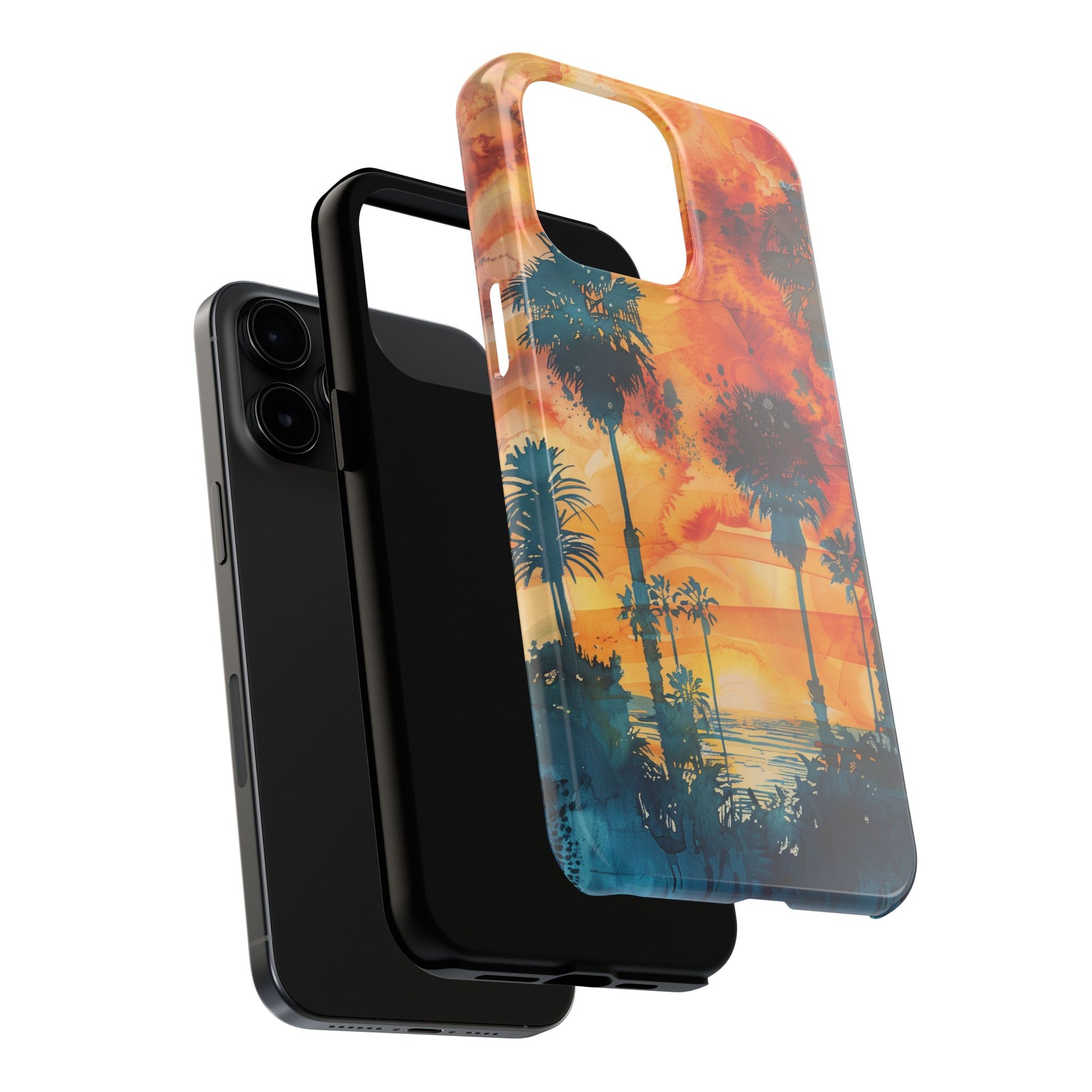 Los Angeles Sunset iPhone Case, Golden Hour Scenic View, Hollywood Hills Sunset Phone Case, Palm Trees Phone Case, iphone 15 pro max case