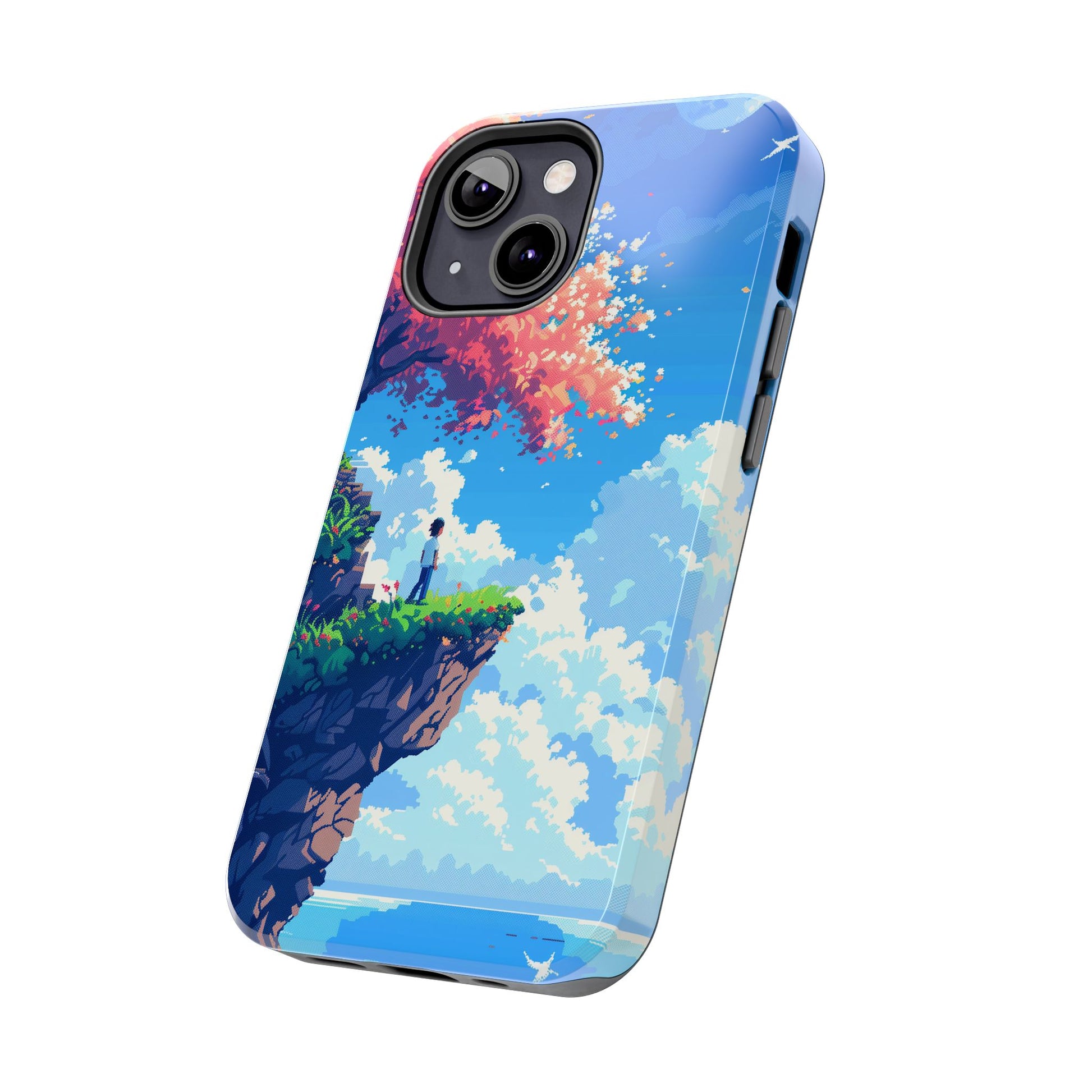 Pixel Art Video Game Landscapes Phone Case, Retro Gaming Pixelated Design, Geeky Gamer Phone Cover, Unique Video Game Art Accessories