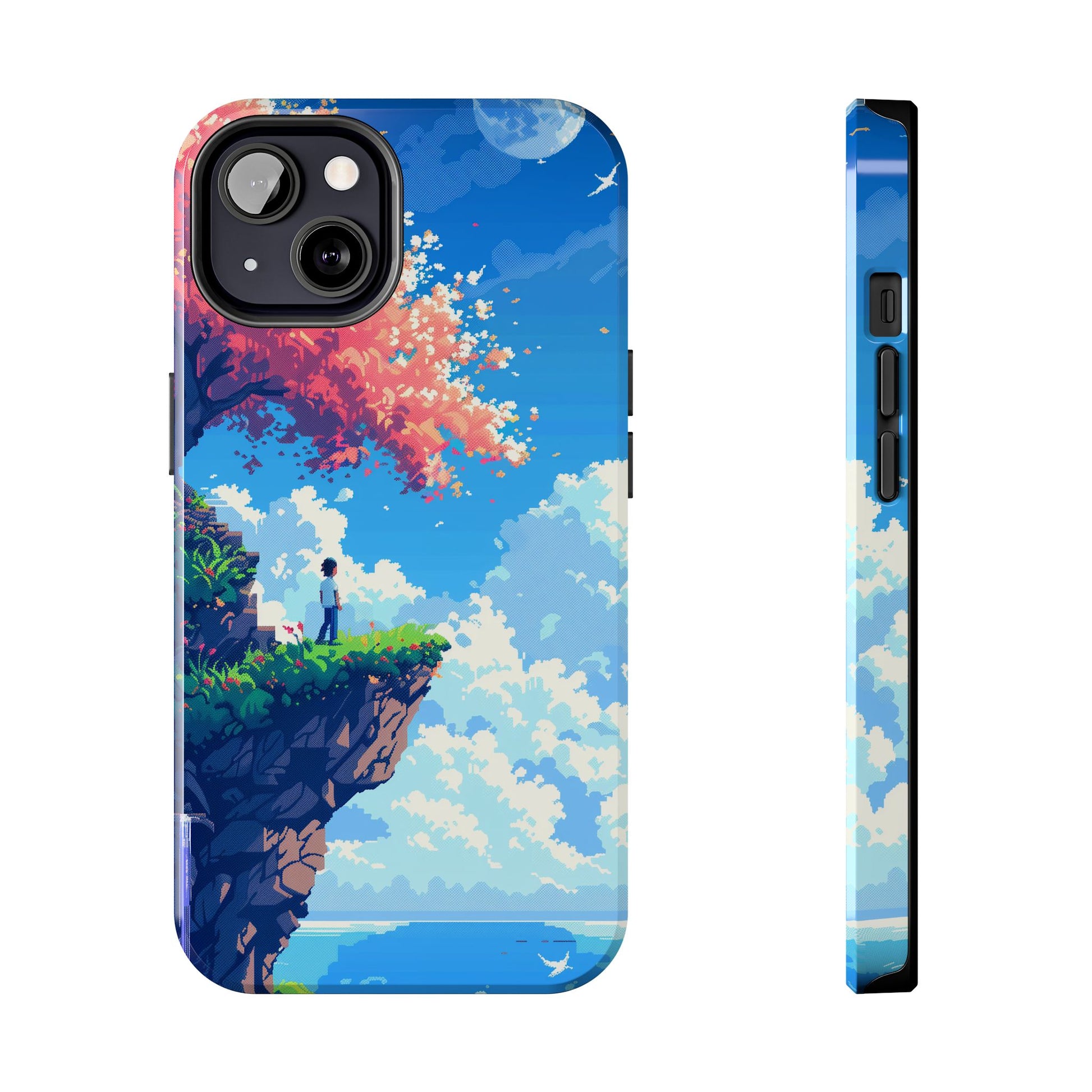 Pixel Art Video Game Landscapes Phone Case, Retro Gaming Pixelated Design, Geeky Gamer Phone Cover, Unique Video Game Art Accessories