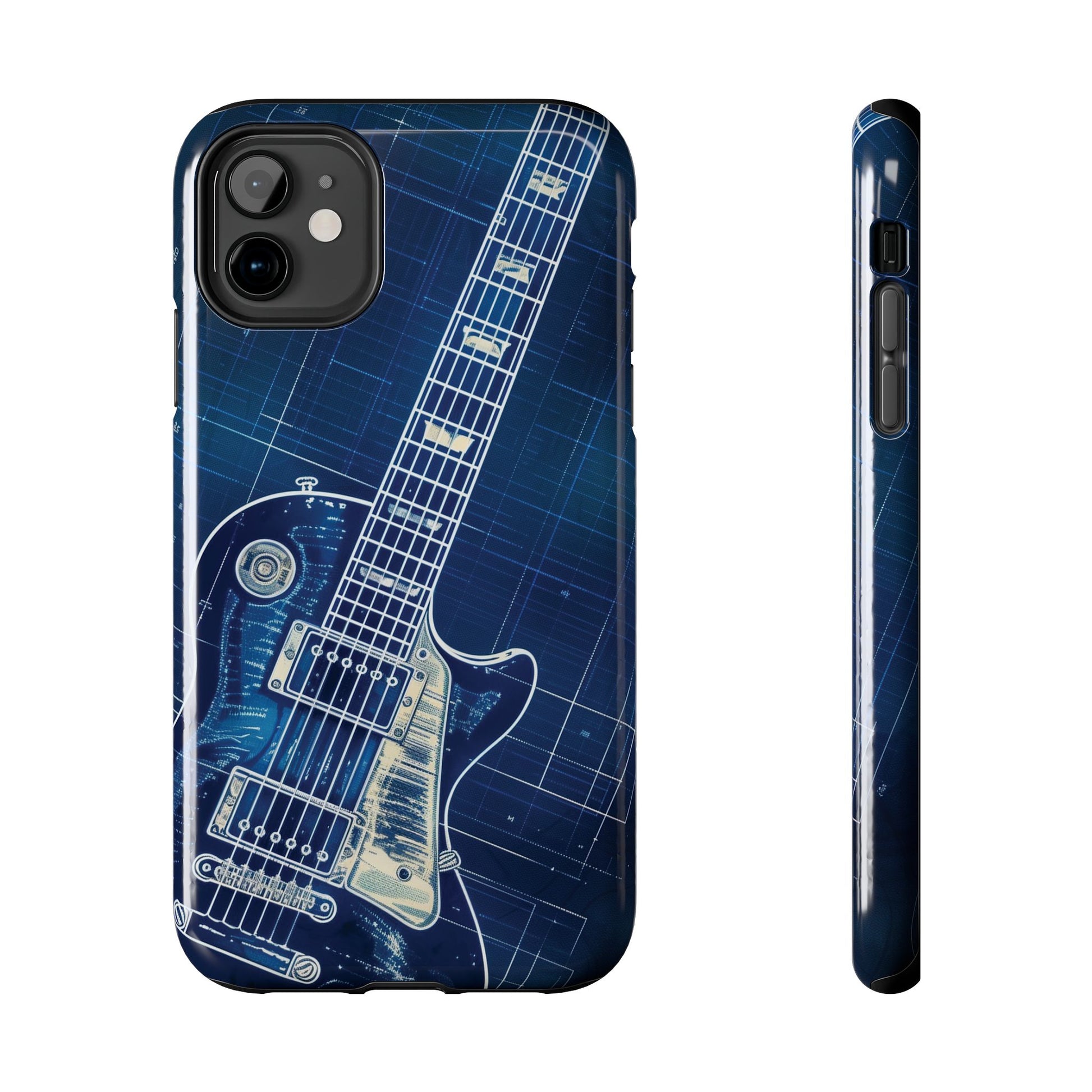 Guitar Phone Case, Guitar Blueprint iPhone Cover, Vintage Guitar Design, Custom iPhone Covers, Rock Music Phone Accessories, Musician Gift