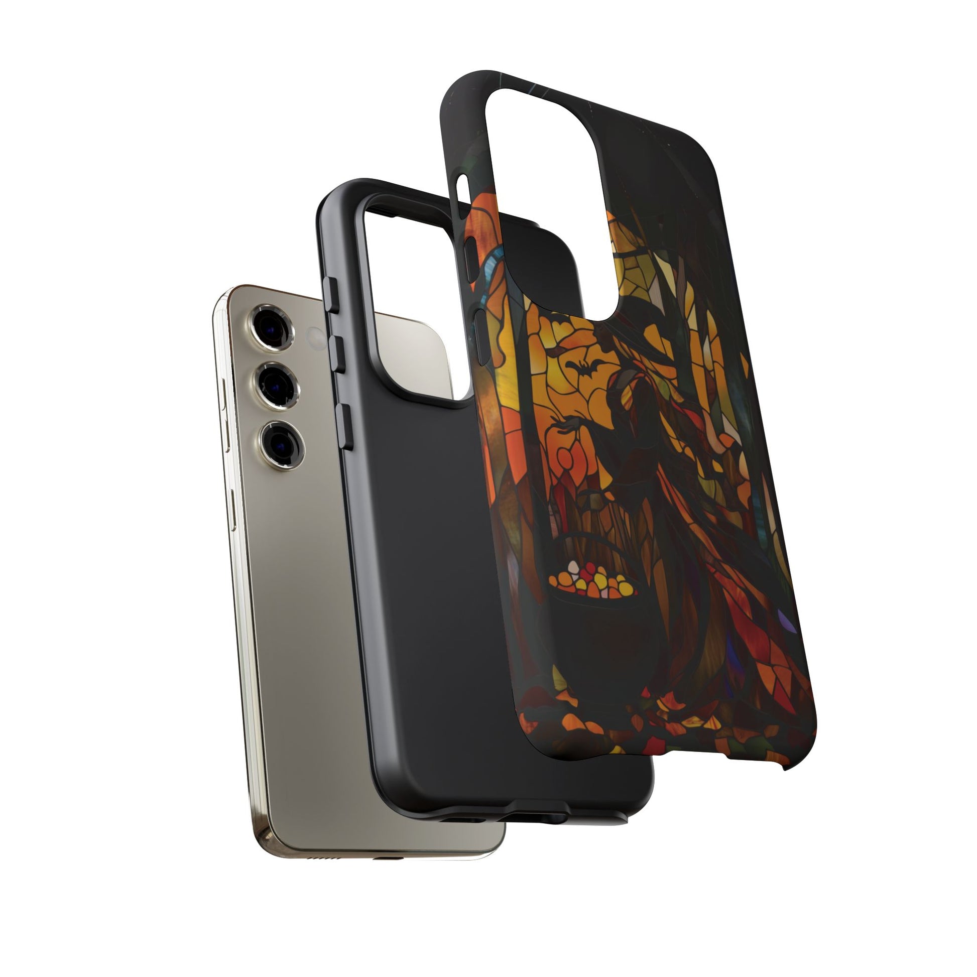 Halloween Witch Stained Glass Effect Dark Academia Spooky Fall Witchy Pumpkin Bats Seasonal Fall Mosaic Case iPhone 13 14 15 16 Pro Max