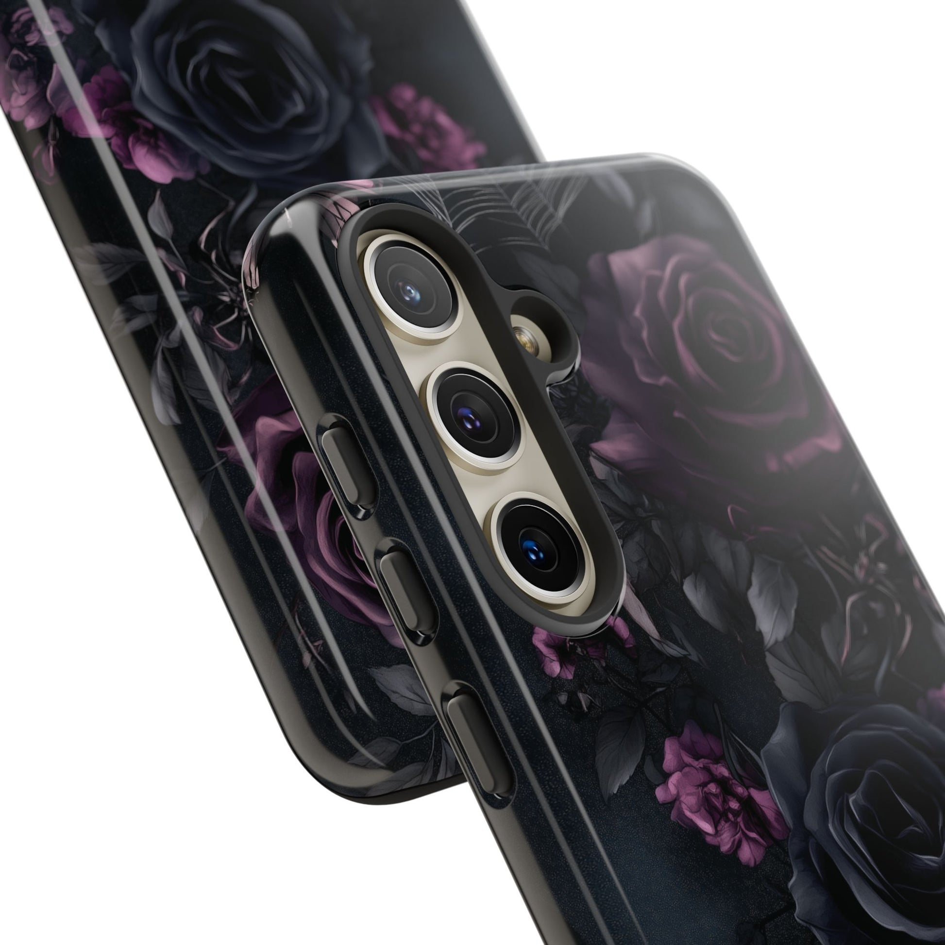 Gothic Floral Phone Case Dark Academia Black Roses Spider Webs Butterflies Witchcraft Night Sky iPhone 13 14 15 16 Pro Max Galaxy Pixel