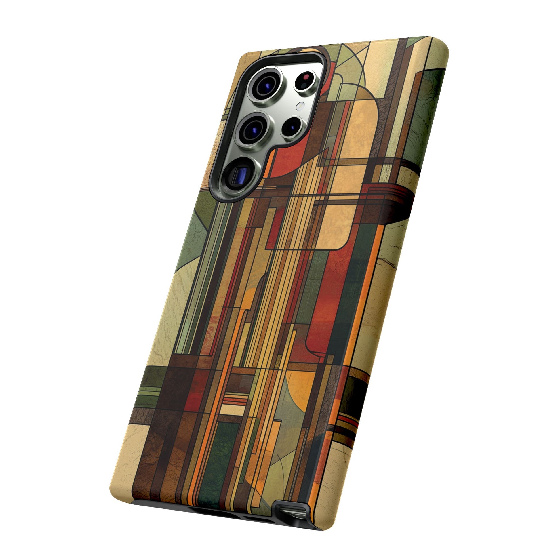 Prairie Style Frank Lloyd Wright Inspired Usonian Phone Case Geometric Stained Glass Art Deco 13 14 15 16 iPhone Pro Max Galaxy Pixel