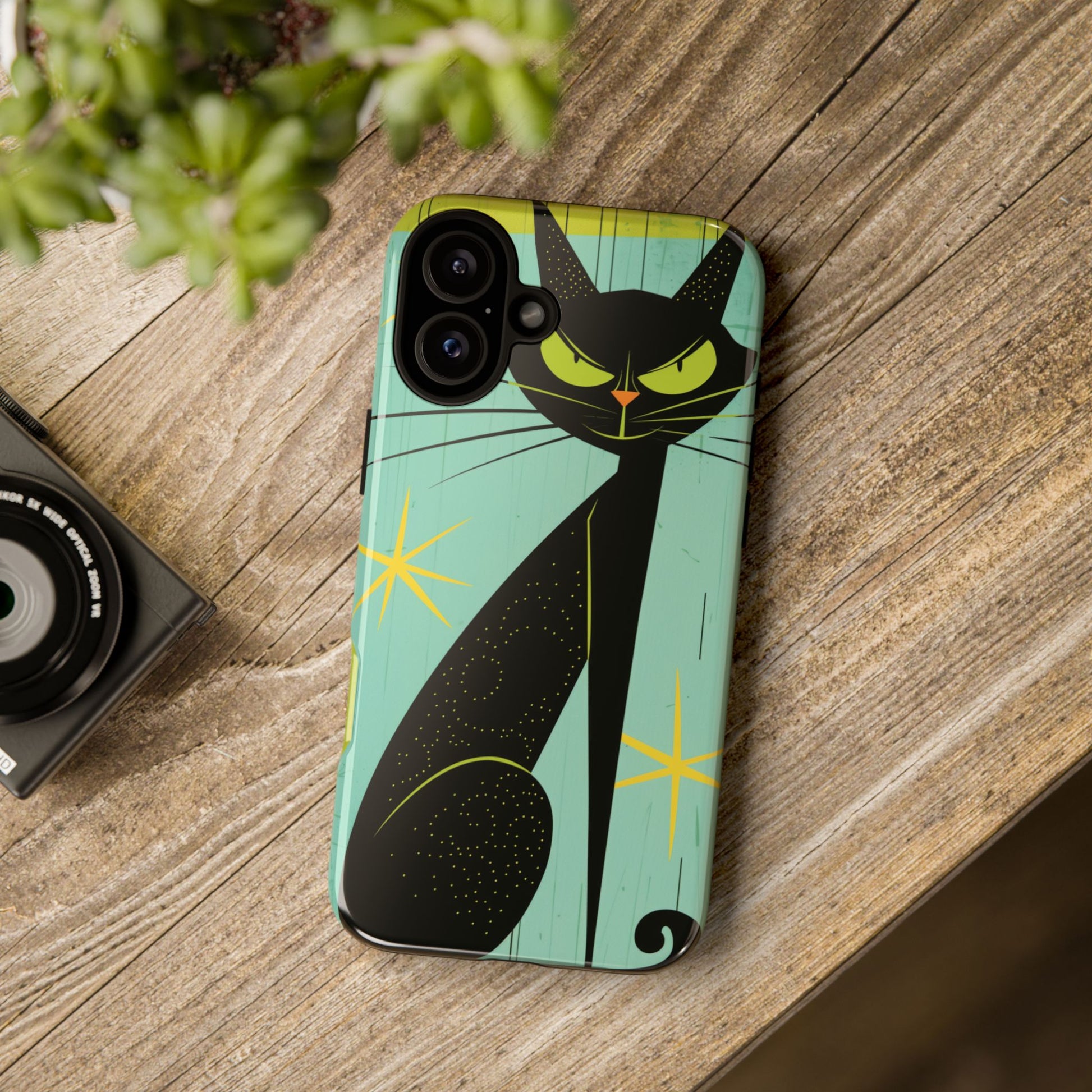 Mid-Century Modern Phone Case, Mid Mod Android Case, Atomic Cats Android Case, Retro Chic Smartphone Cover, Unique Artistic Phone Accessory