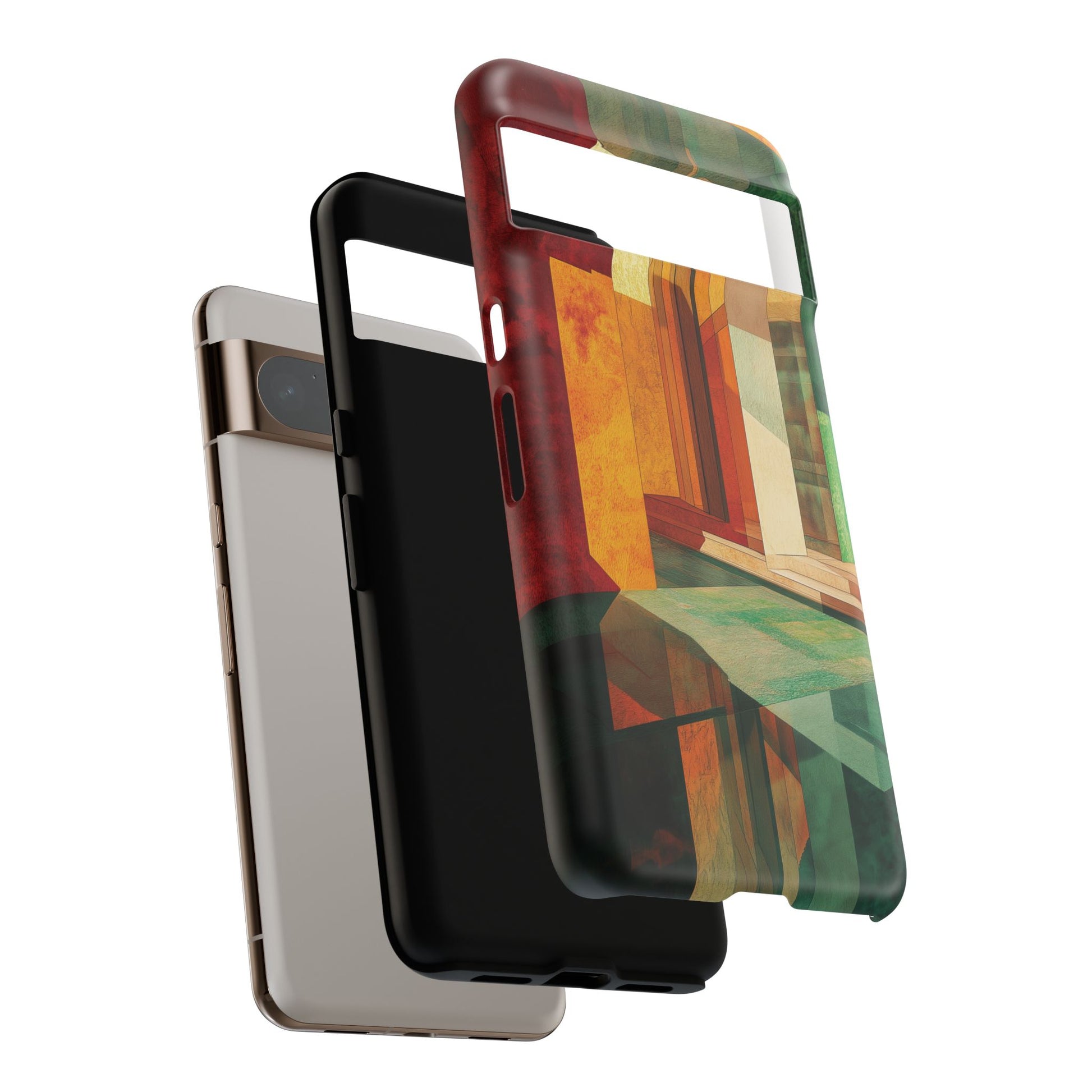 Art Deco Frank Lloyd Wright Inspired Usonian Phone Case Geometric Stained Glass Art Deco Marble Gold 13 14 15 16 iPhone Pro Max Galaxy Pixel