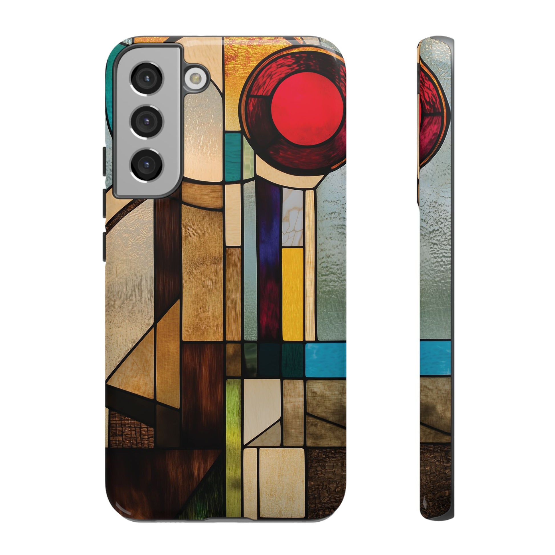 Stained Art Deco Glass Phone Case Frank Lloyd Wright Cottage Core Usonian Prairie Style Geometric Stylish  iPhone 14 15 16 Pro