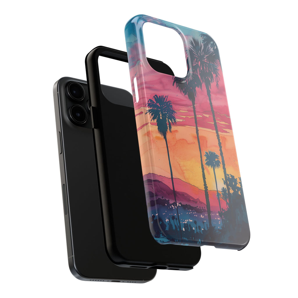Los Angeles Sunset iPhone Case, Golden Hour Scenic View, Hollywood Hills Sunset Phone Case, Palm Trees Phone Case, iphone 15 pro max case
