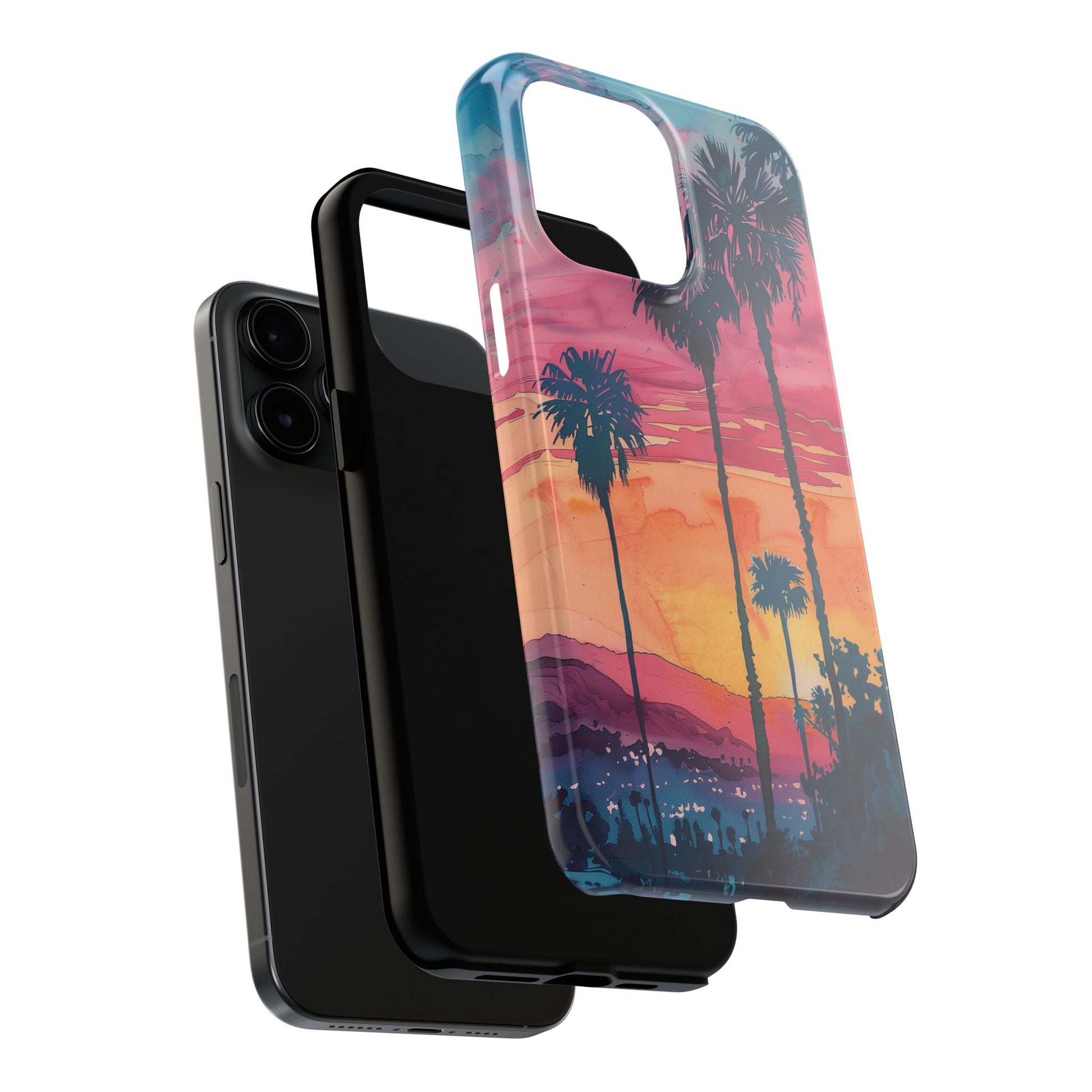 Los Angeles Sunset iPhone Case, Golden Hour Scenic View, Hollywood Hills Sunset Phone Case, Palm Trees Phone Case, iphone 15 pro max case