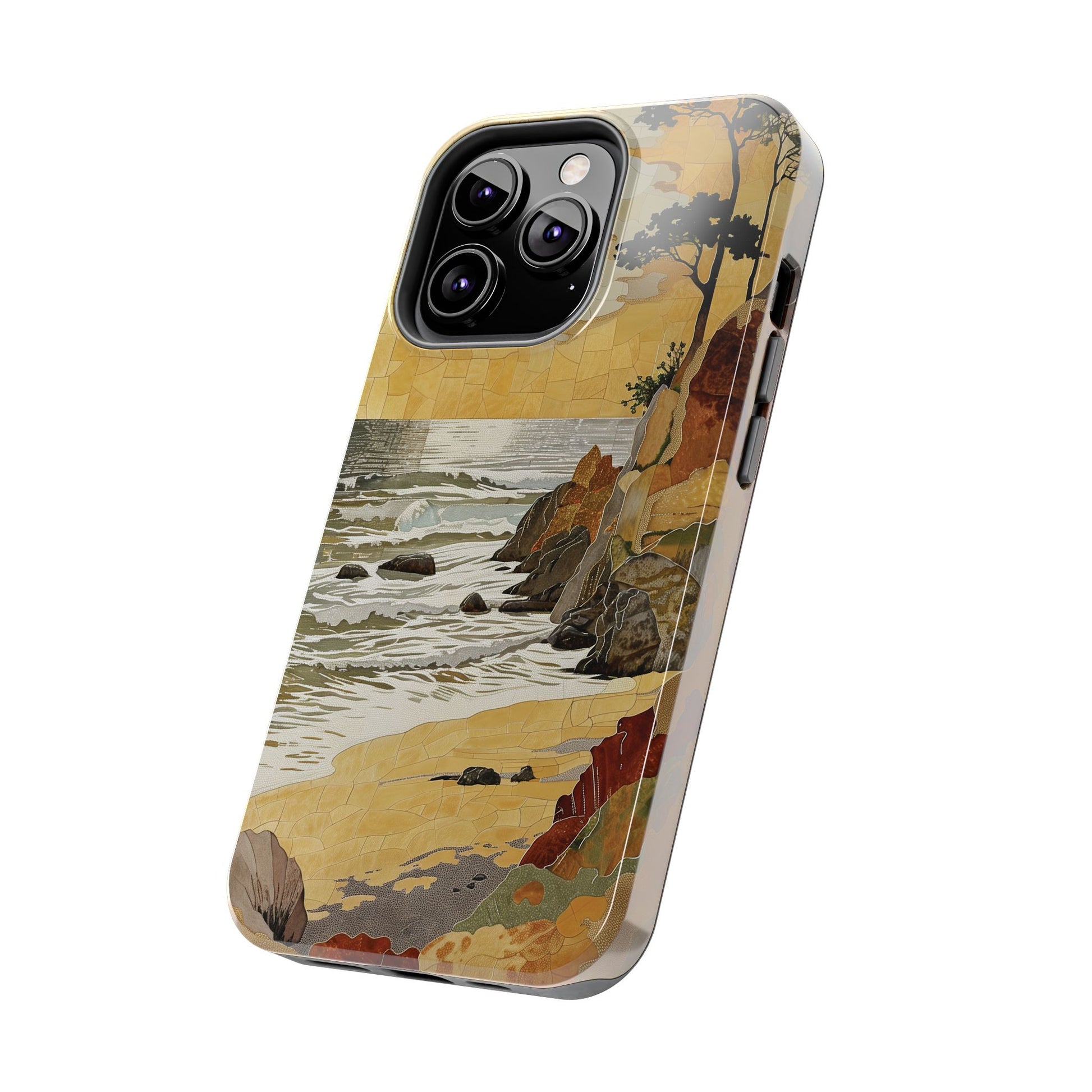 Retro Beach Scene Phone Case, Vintage Tropical Ocean iPhone Case, Summer Beach Phone Cover for iPhone, iphone 15 pro max