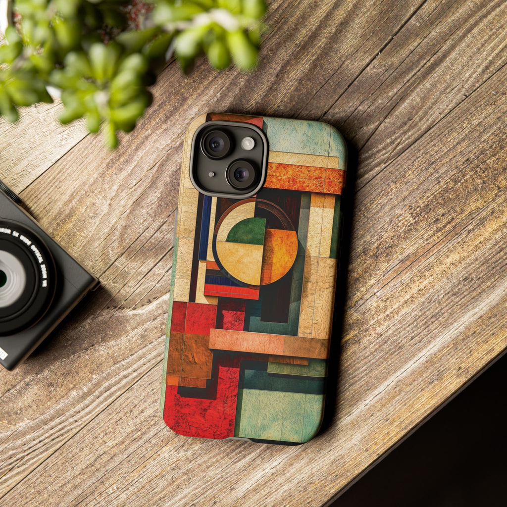 Tan Prairie Style Frank Lloyd Wright Usonian Phone Case Geometric Stained Glass Art Deco Marble Gold 13 14 15 16 iPhone Pro Max Galaxy Pixel