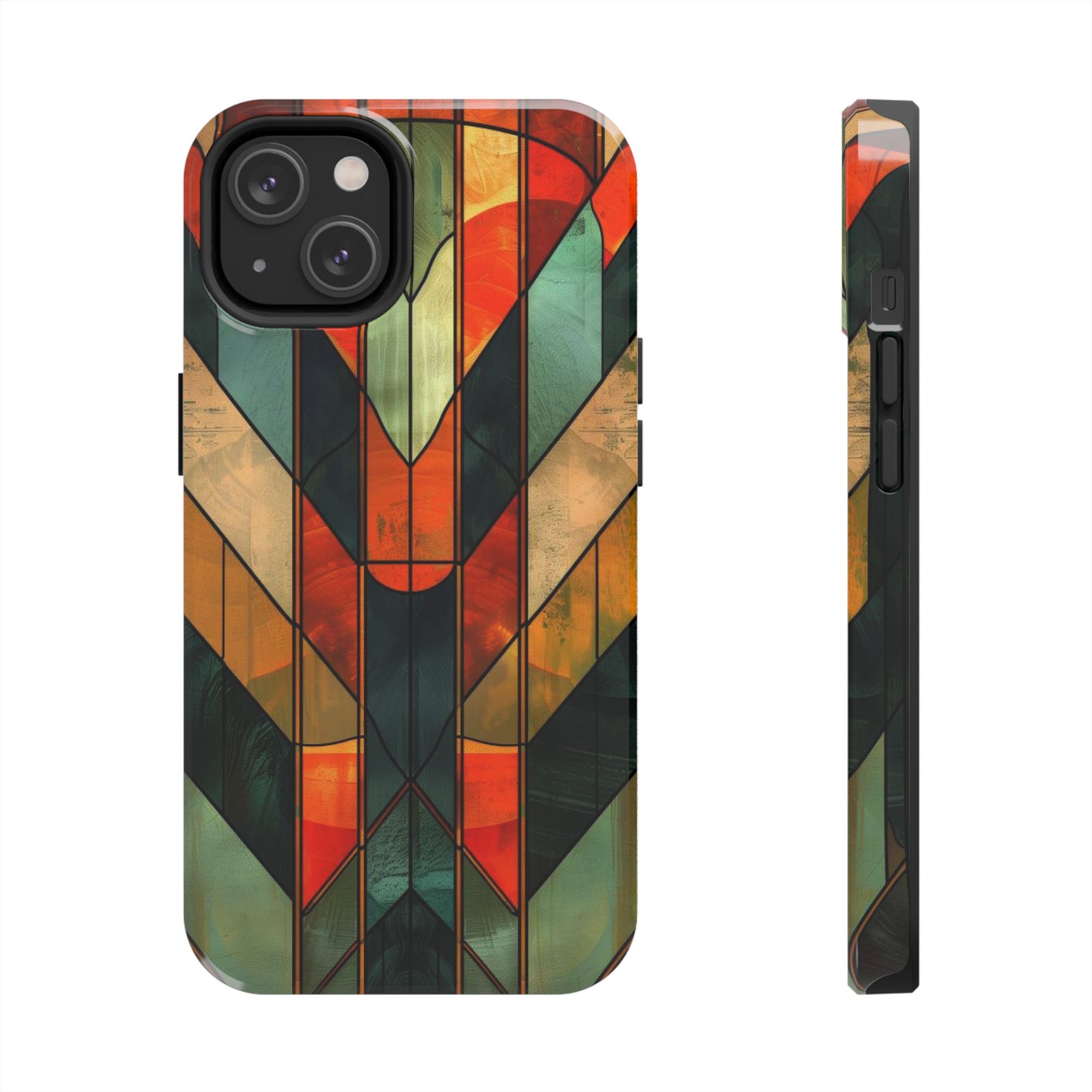 Noir Art Deco Colorful Stained Glass - Durable Dual Layer Iphone Case - Architect Phone Case