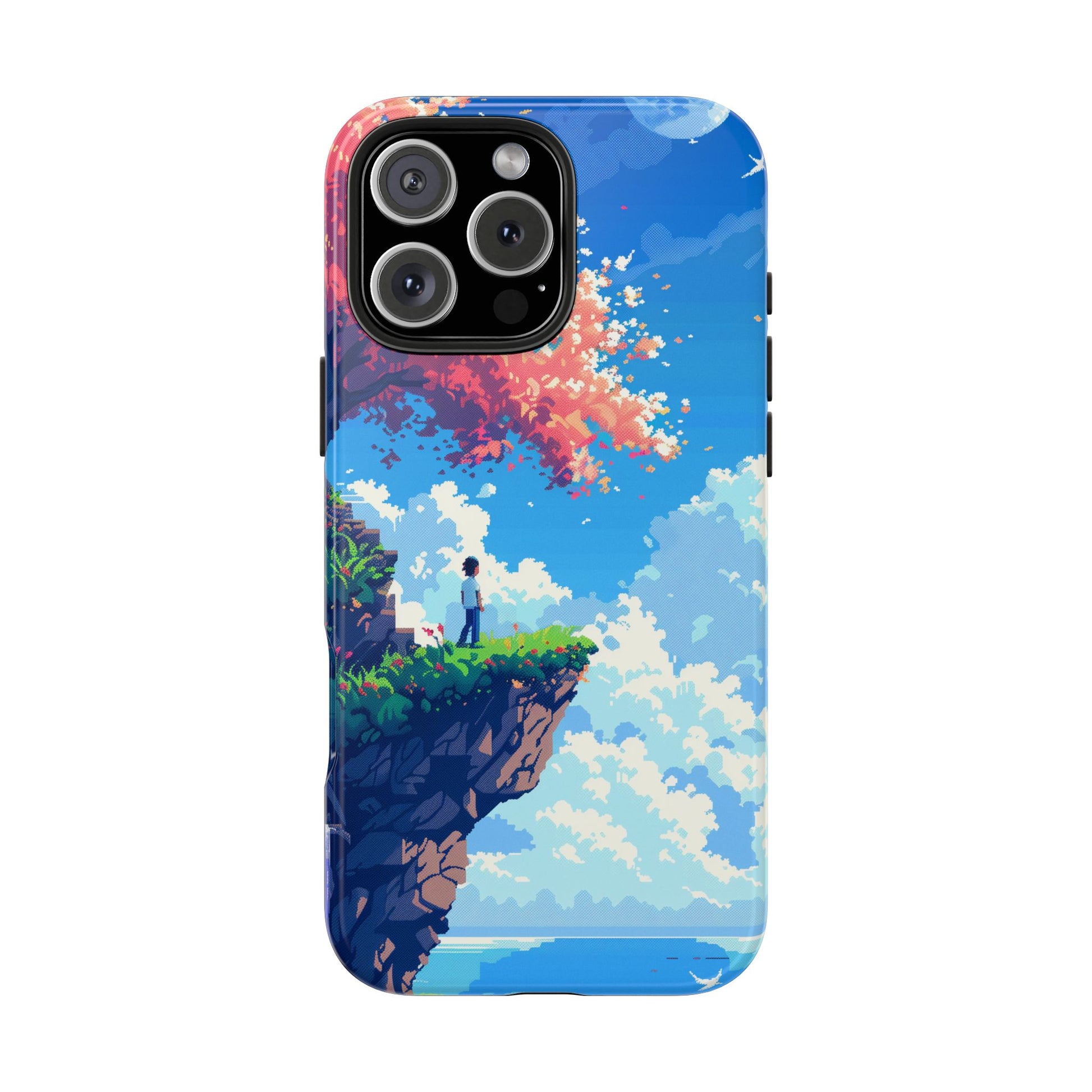 Pixel Art Video Game Landscapes Phone Case, Retro Gaming Pixelated Design, Geeky Gamer Phone Cover, Unique Video Game Art Accessories