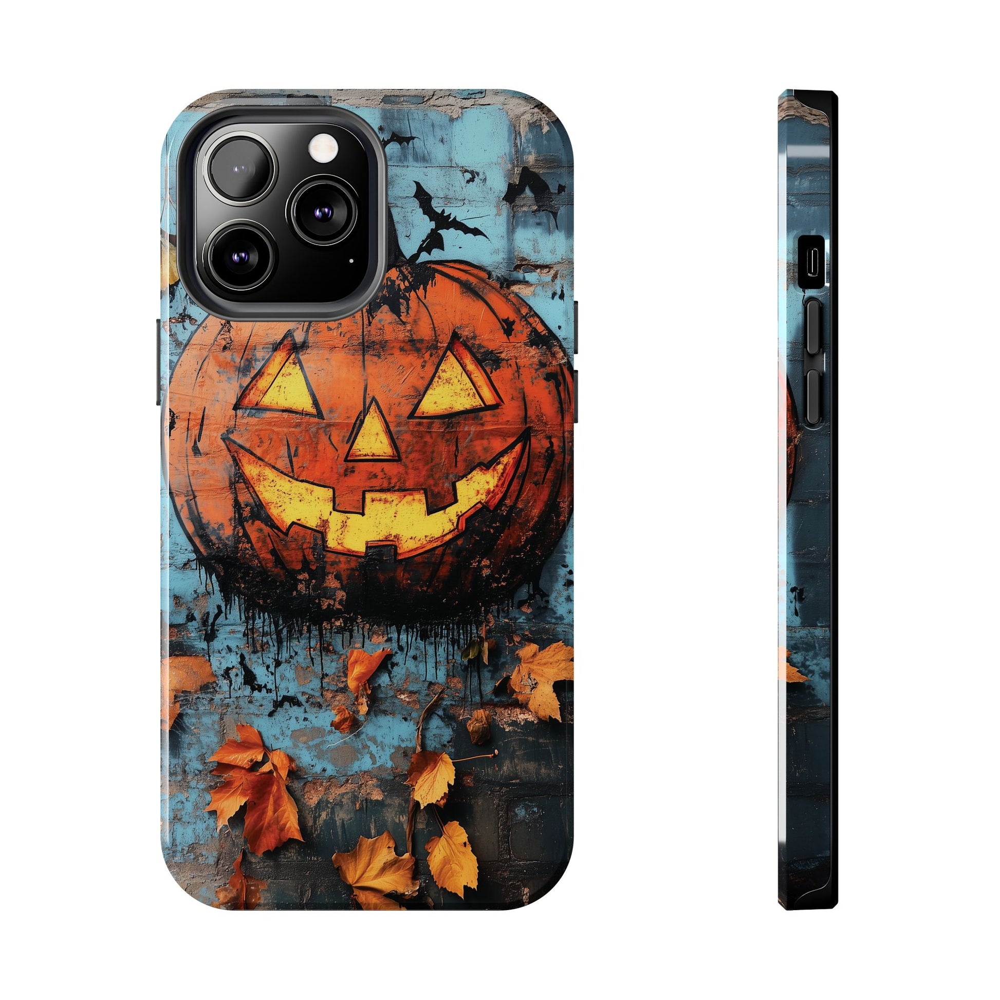 Autumn Artistic Halloween Fall Pumpkin Jack Wall Gothic Dark Academia Street Art Urban Graffiti Phone Case Street iPhone 15 Pro Max Samsung