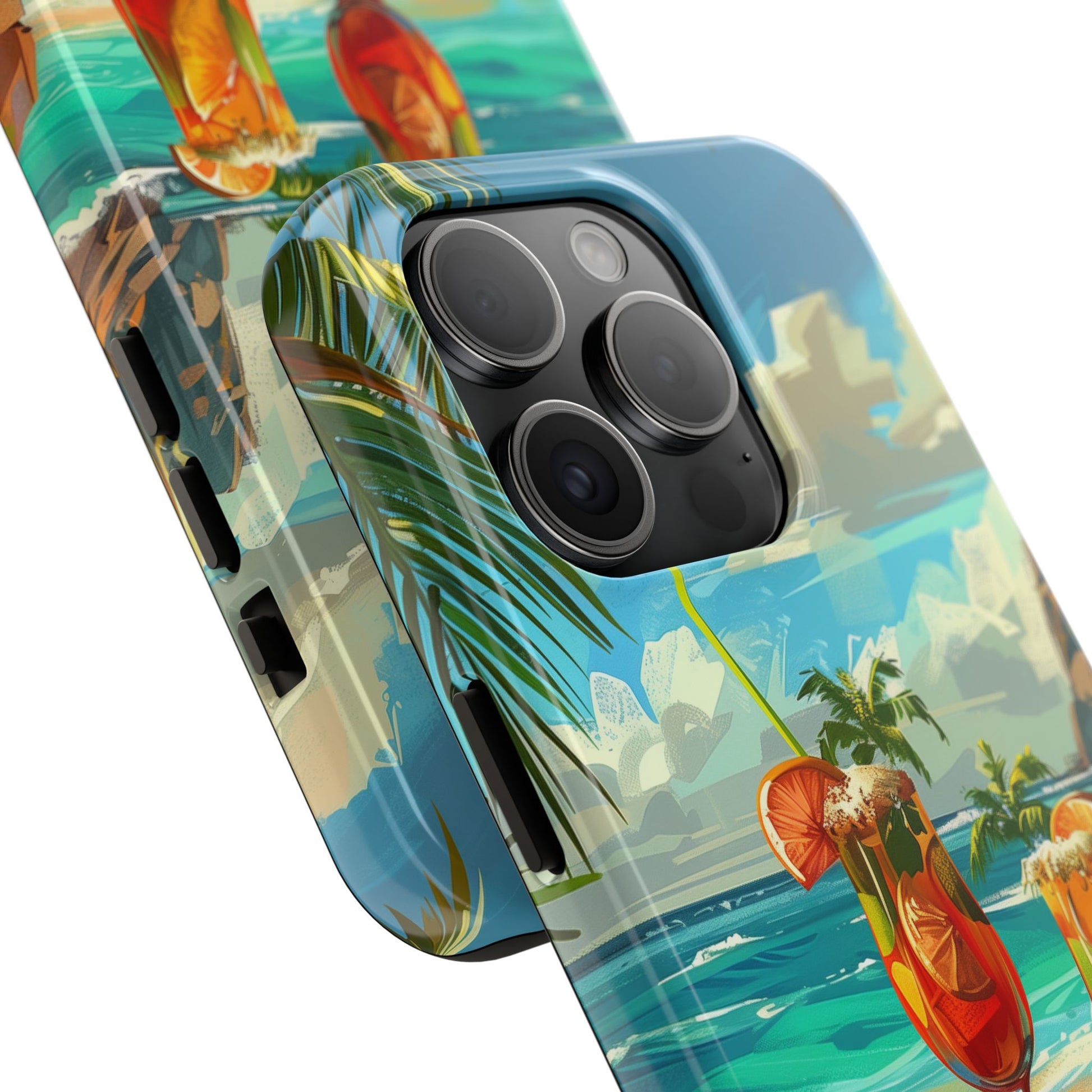 Retro Beach Scene Phone Case, Vintage Tropical Ocean iPhone Case, Summer Beach Phone Cover for iPhone, iphone 15 pro max
