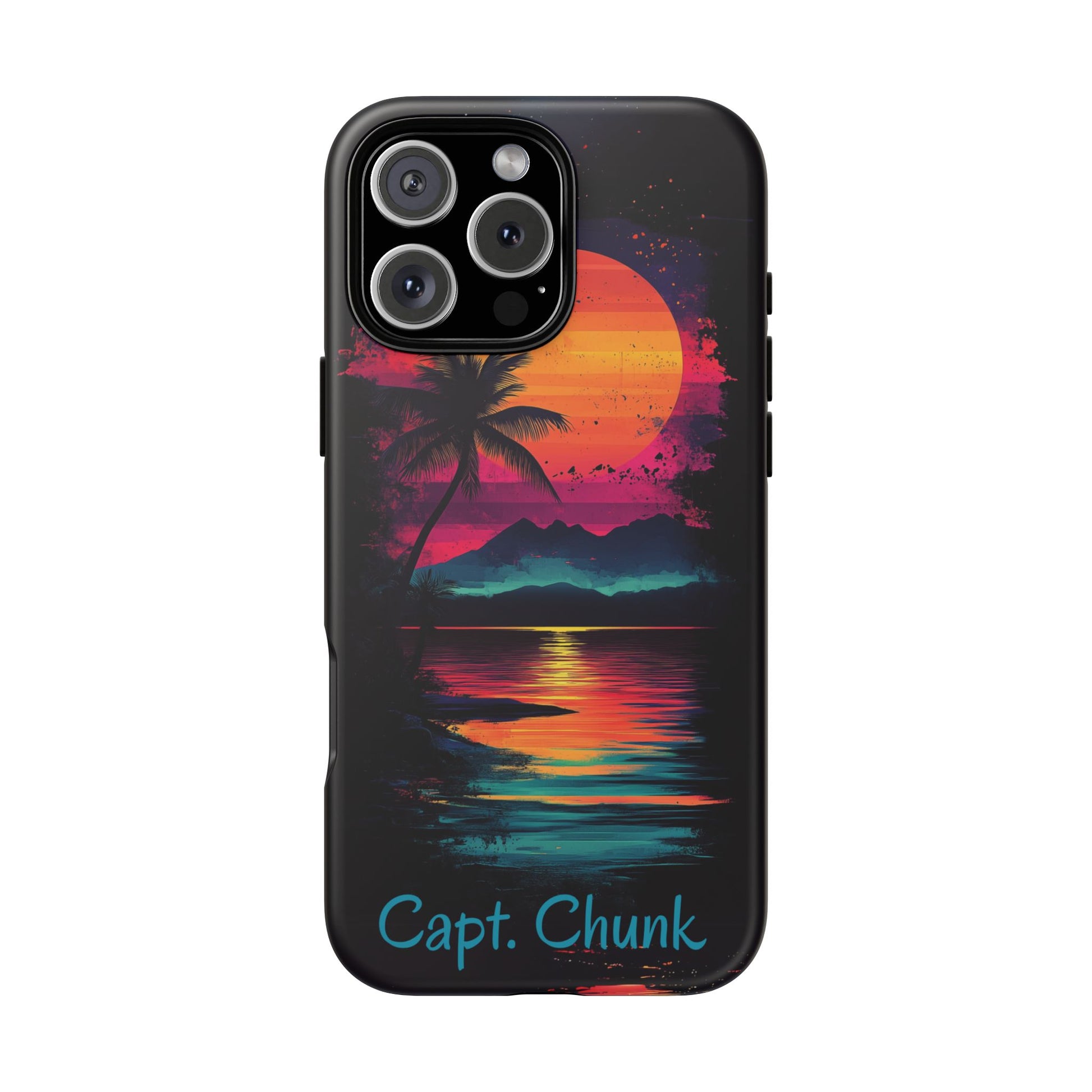 Custom Personalized Retro Palm Tree Sunset Phone Case iPhone 14 15 16 Pro Max Galaxy S24 Google Pixel Mountain Beach Fantasy Surfing Neon