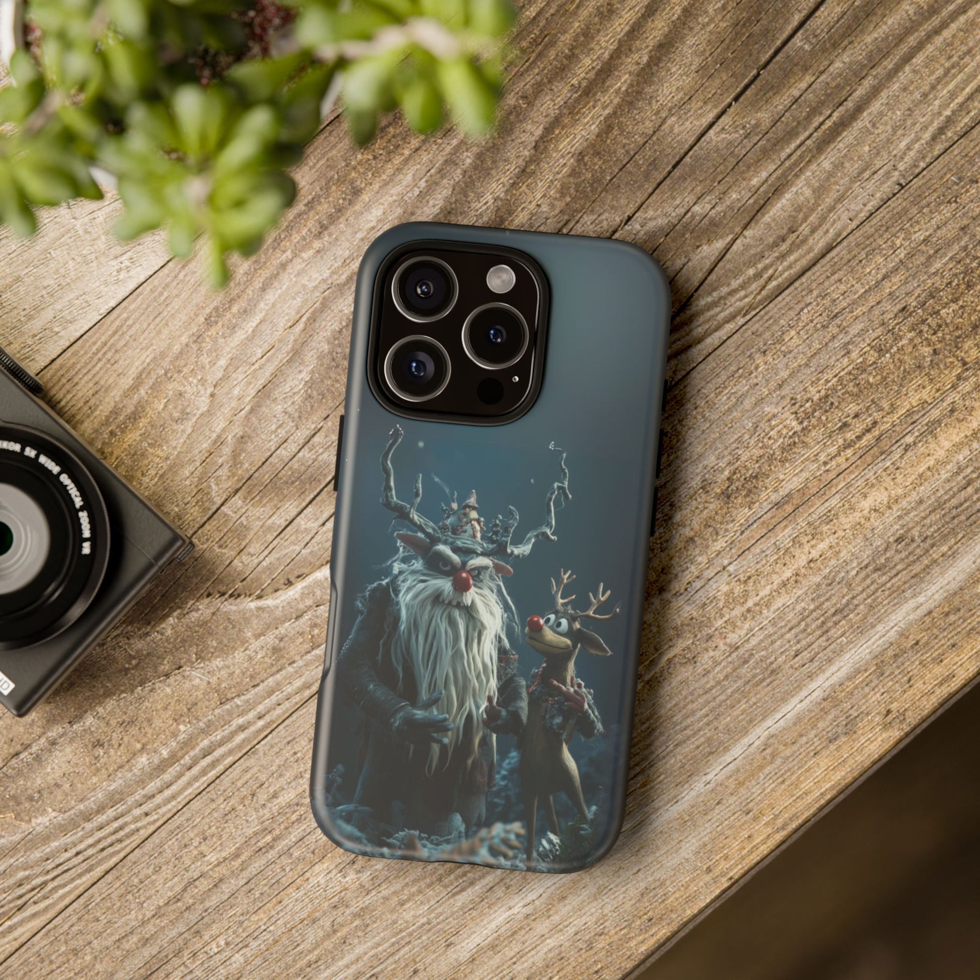 Christmas Rudolph Red Nose Reindeer Krampus Rankin Bass 3D Phone Case Festive Snowflakes iPhone 13 14 15 16 Pro Max Galaxy Pixel