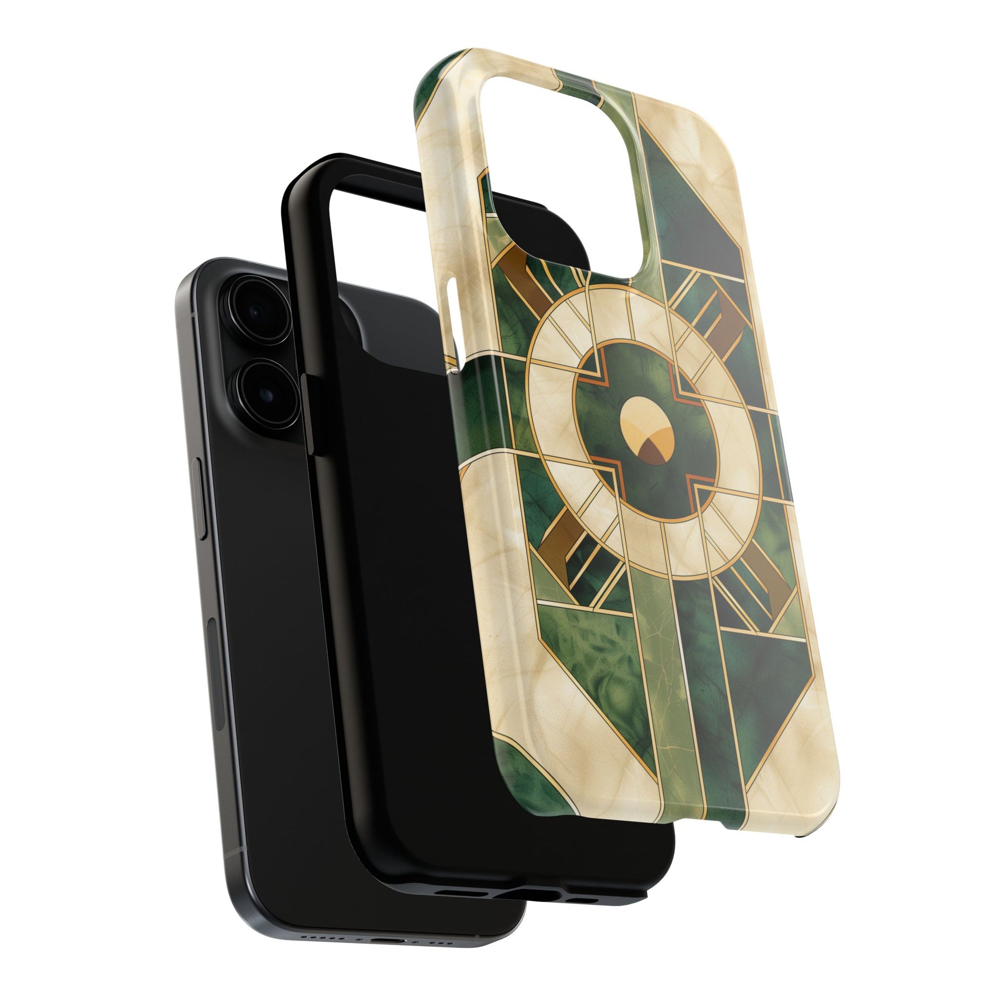 Green Frank Lloyd Wright Inspired Phone Case - Geometric Elegance for iPhone Models