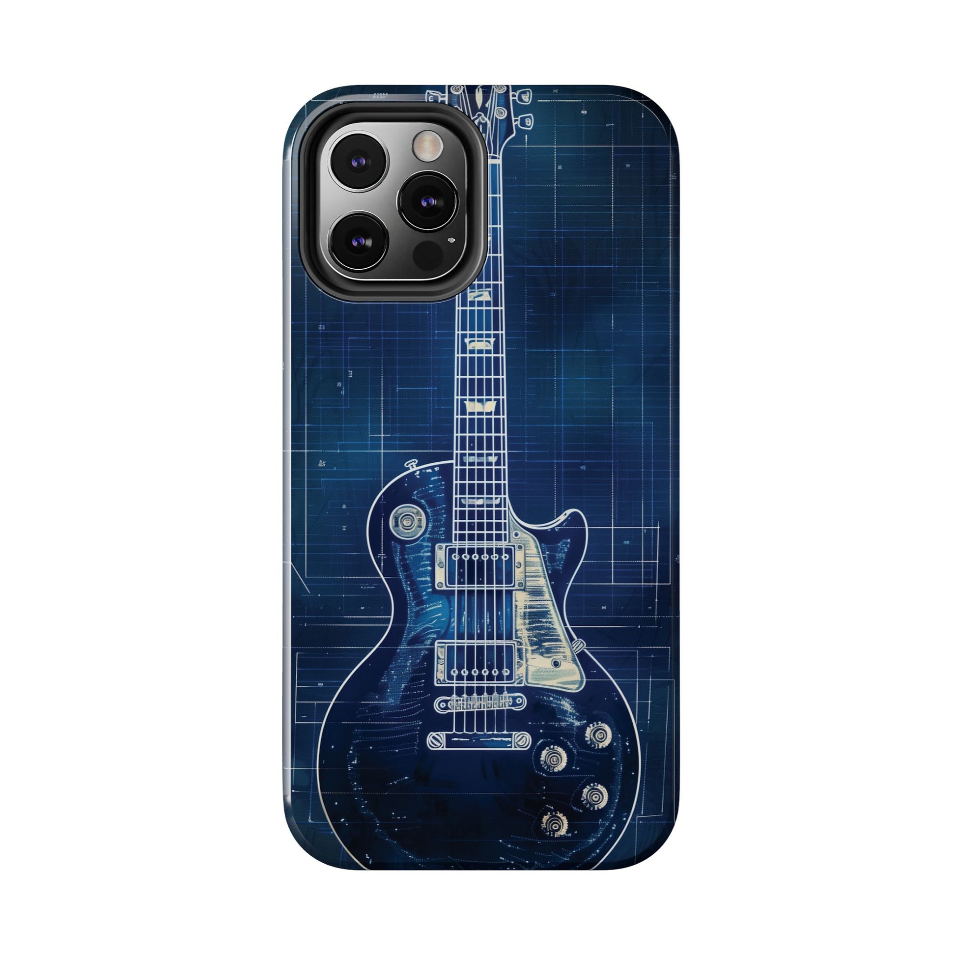 Guitar Phone Case, Guitar Blueprint iPhone Cover, Vintage Guitar Design, Custom iPhone Covers, Rock Music Phone Accessories, Musician Gift