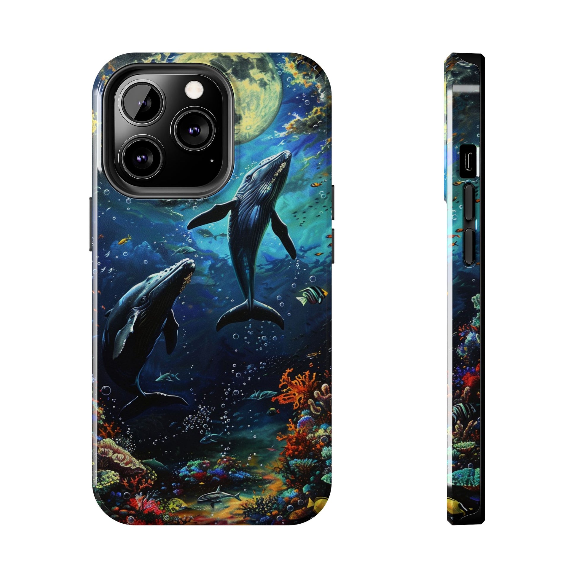 Moonlit Whales Underwater Phone Case - Durable and Stunning Protective Cover