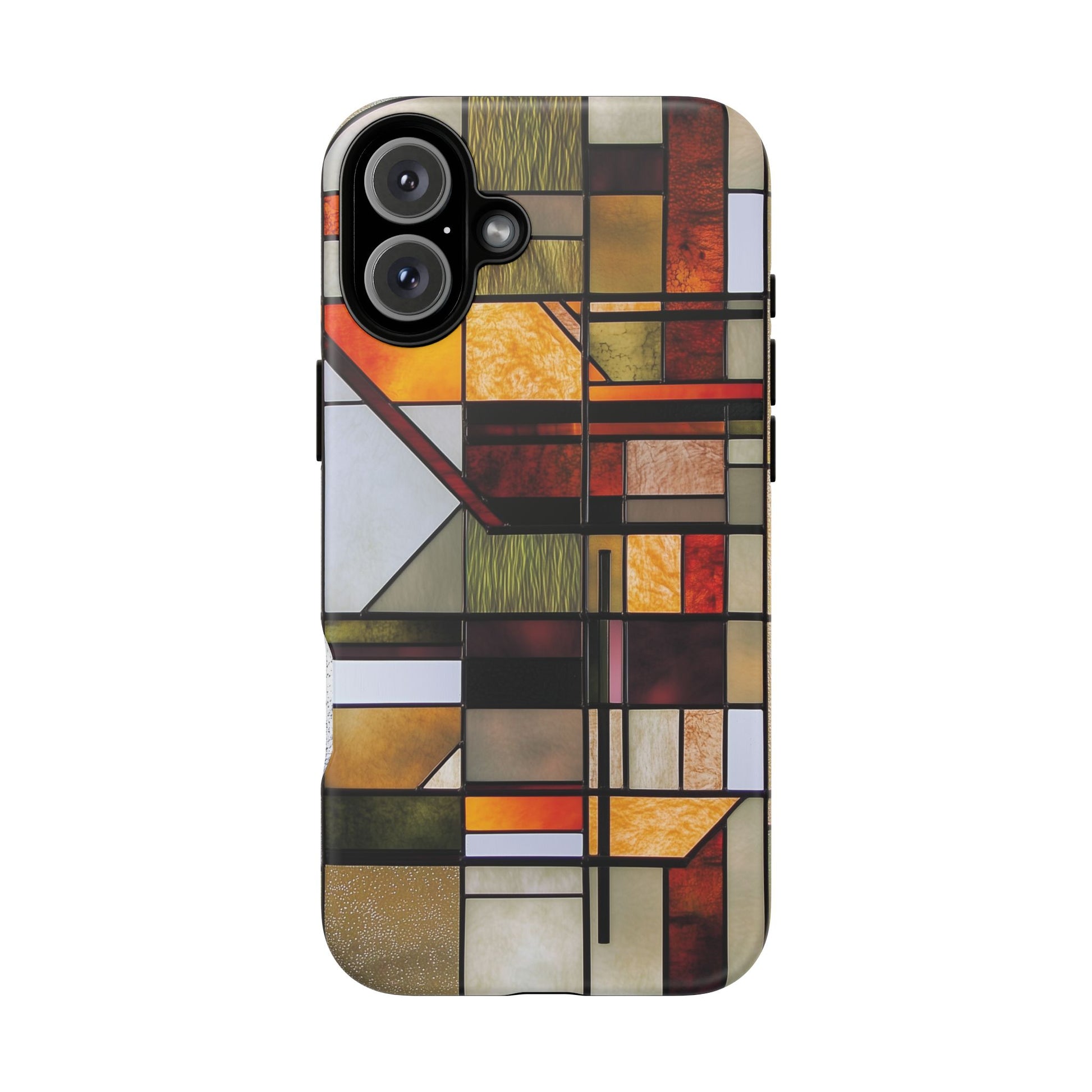 Stained Glass Phone Case Art Deco Frank Lloyd Wright Cottage Core Usonian Prairie Style Geometric Stylish  iPhone 14 15 16 Pro
