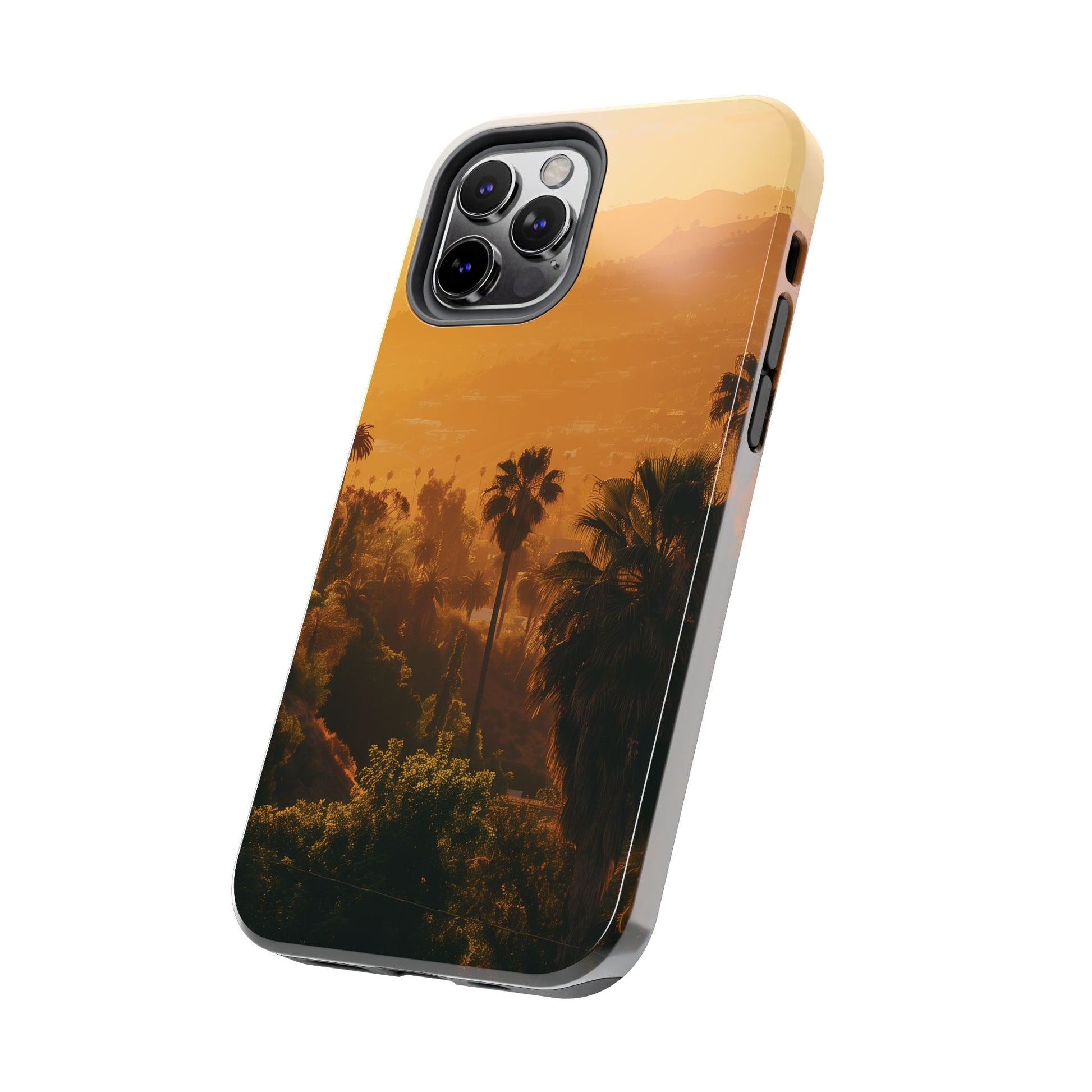 Los Angeles Sunset iPhone Case, Golden Hour Scenic View, Hollywood Hills Sunset Phone Case, Palm Trees Phone Case, iphone 15 pro max case