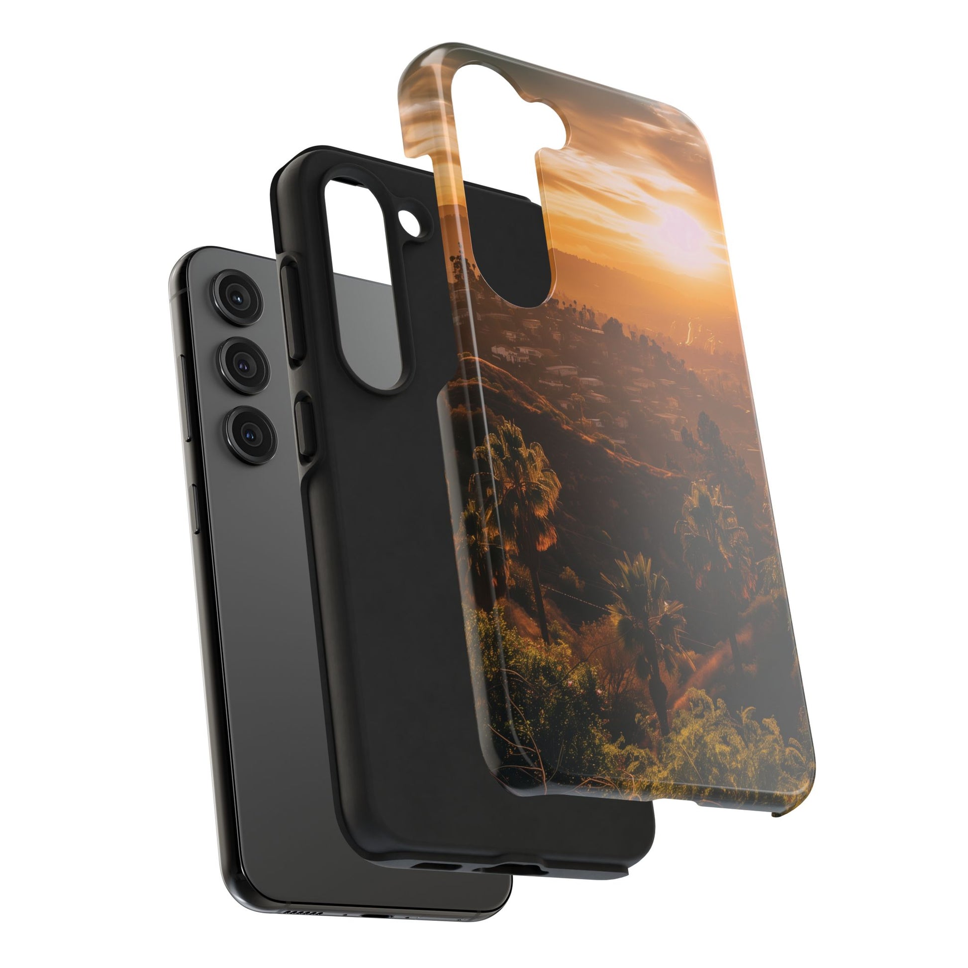 Los Angeles Sunset iPhone Case, Golden Hour Scenic View, Hollywood Hills Sunset Phone Case, Palm Trees Phone Case, iphone 15 pro max case