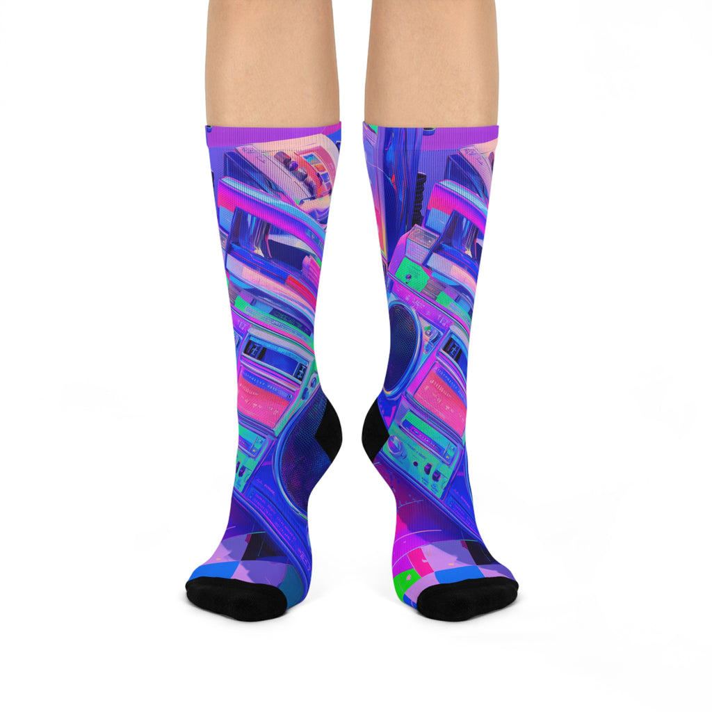 Neon Boom Box Socks Unisex One size Fits All