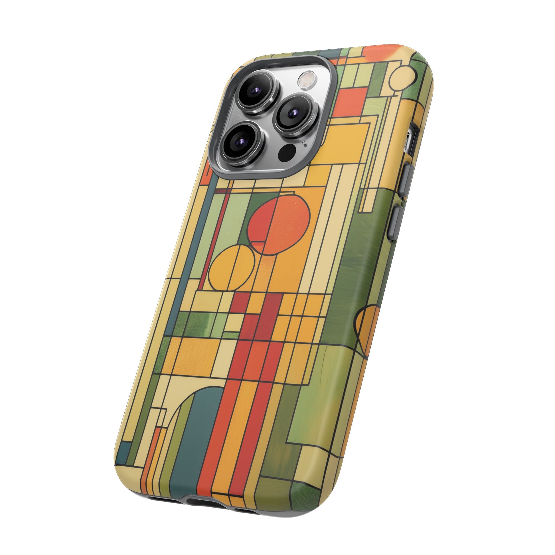 Frank Lloyd Wright Inspired Prairie Style Usonian Phone Case Geometric Stained Glass Art Deco 13 14 15 16 iPhone Pro Max Galaxy Pixel