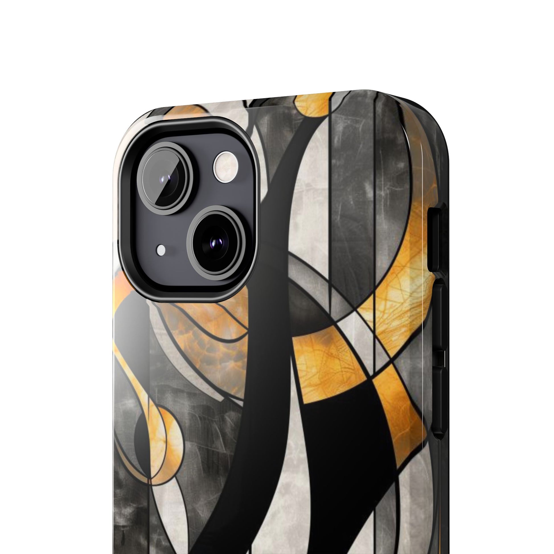 Noir Art Deco Stained Glass Style Phone Case - Unique and Stylish Design - Tough Dual Layer iPhone Case