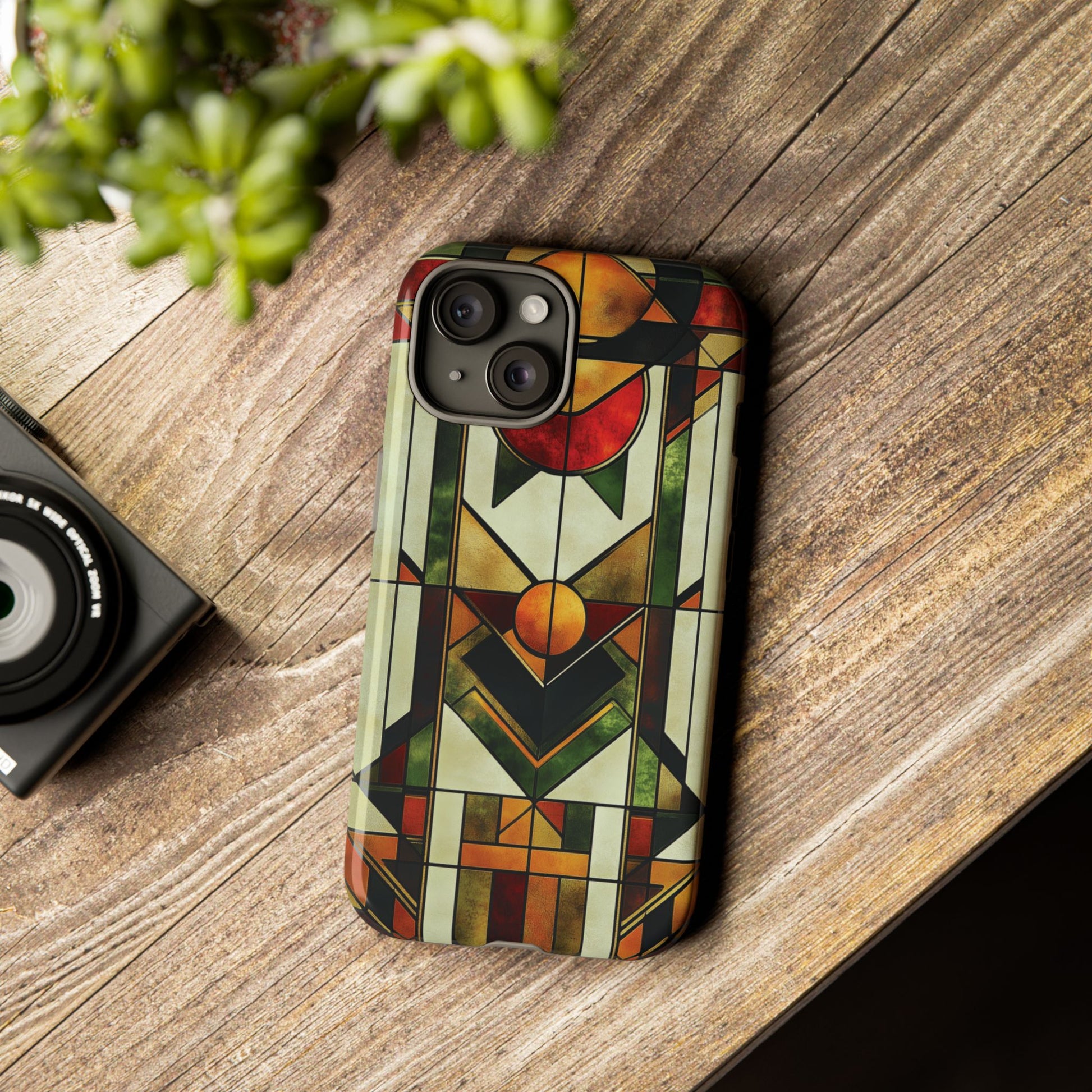 Art Deco Geometric Stained Glass Phone Case Design Lempicka Frank Lloyd Wright Prairie Style Stylish iphone 13 14 15 16 Pro Max Plus Galaxy