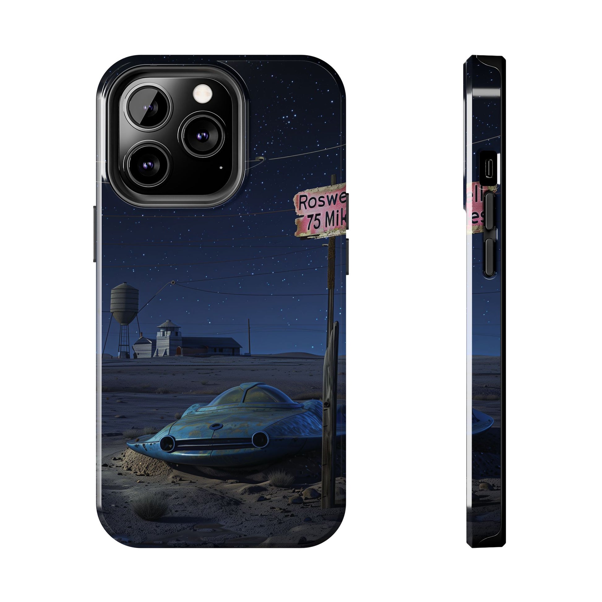 UFO Phone Case, Tough iPhone Case, Roswell UFO Crash Phone Case, Alien Invasion Design, Extraterrestrial iPhone Cover, Unique Sci-Fi Gift