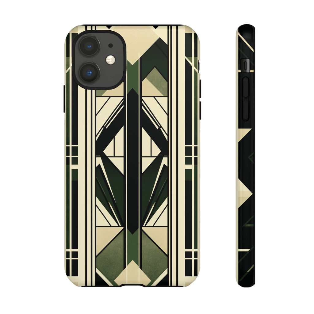 Dark Green Frank Lloyd Wright Inspired Phone Case Geometric Stained Glass Art Deco Marble Gold 13 14 15 16 iPhone Pro Max Galaxy Pixel