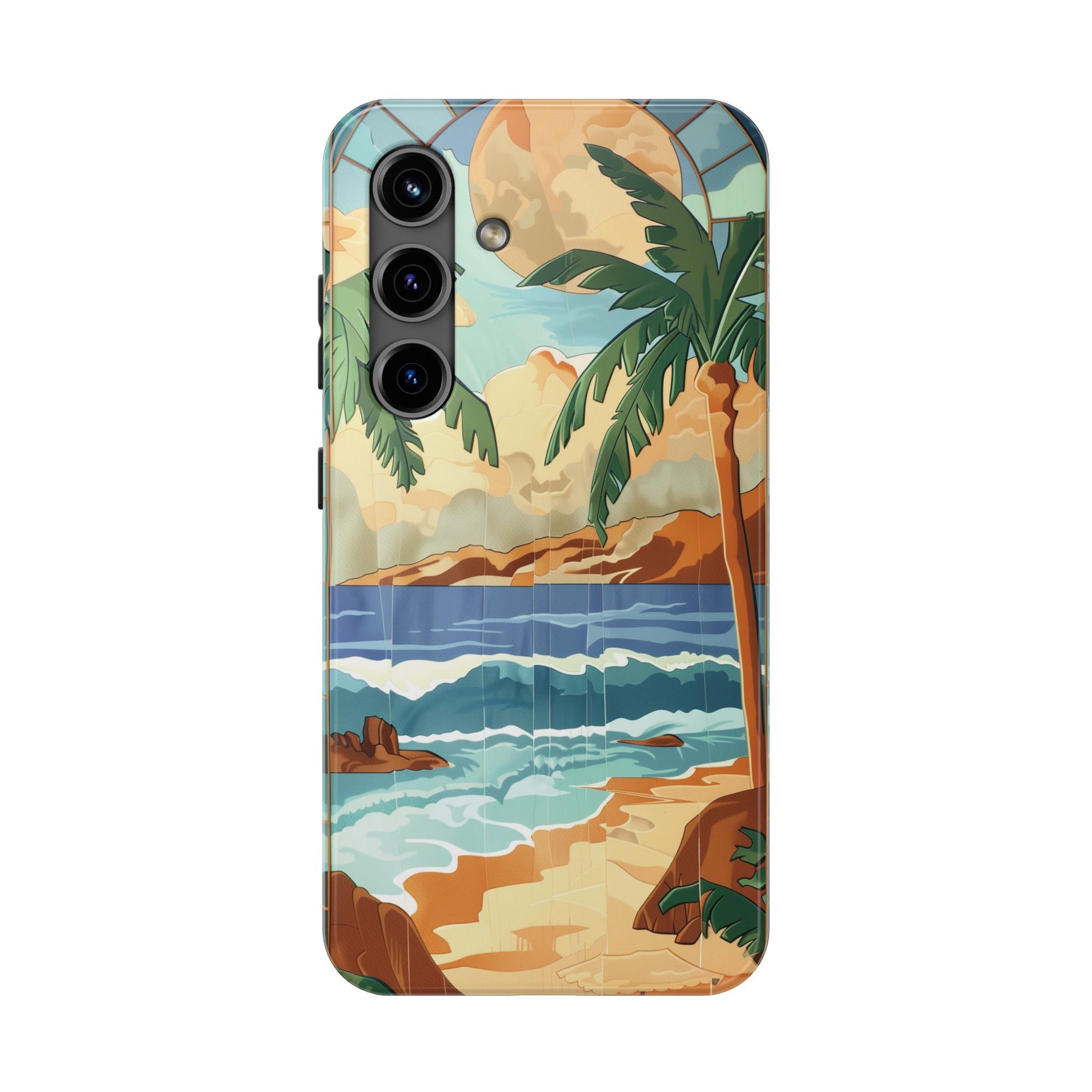 Retro Beach Scene Phone Case, Vintage Tropical Ocean iPhone Case, Summer Beach Phone Cover for iPhone, iphone 15 pro max