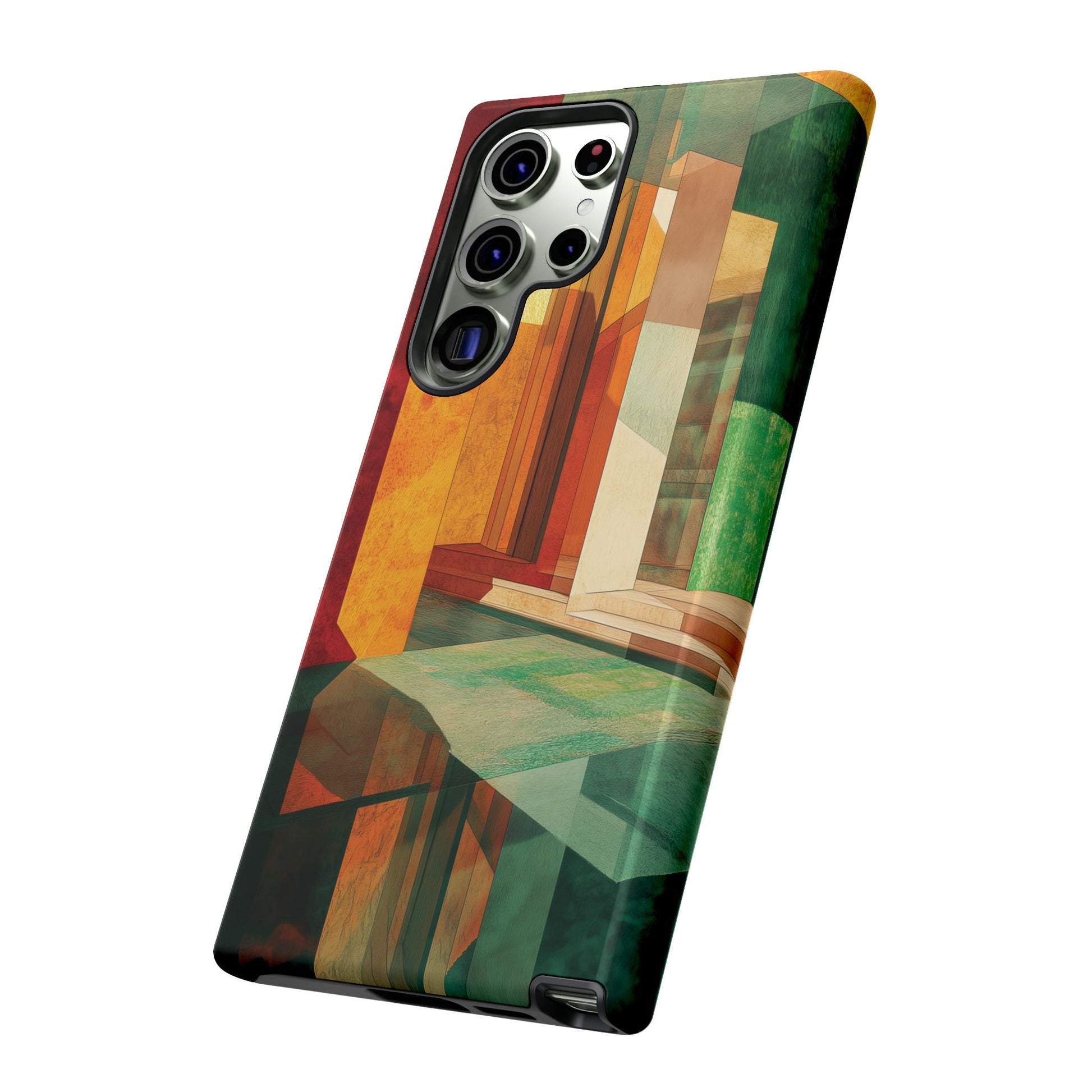 Art Deco Frank Lloyd Wright Inspired Usonian Phone Case Geometric Stained Glass Art Deco Marble Gold 13 14 15 16 iPhone Pro Max Galaxy Pixel