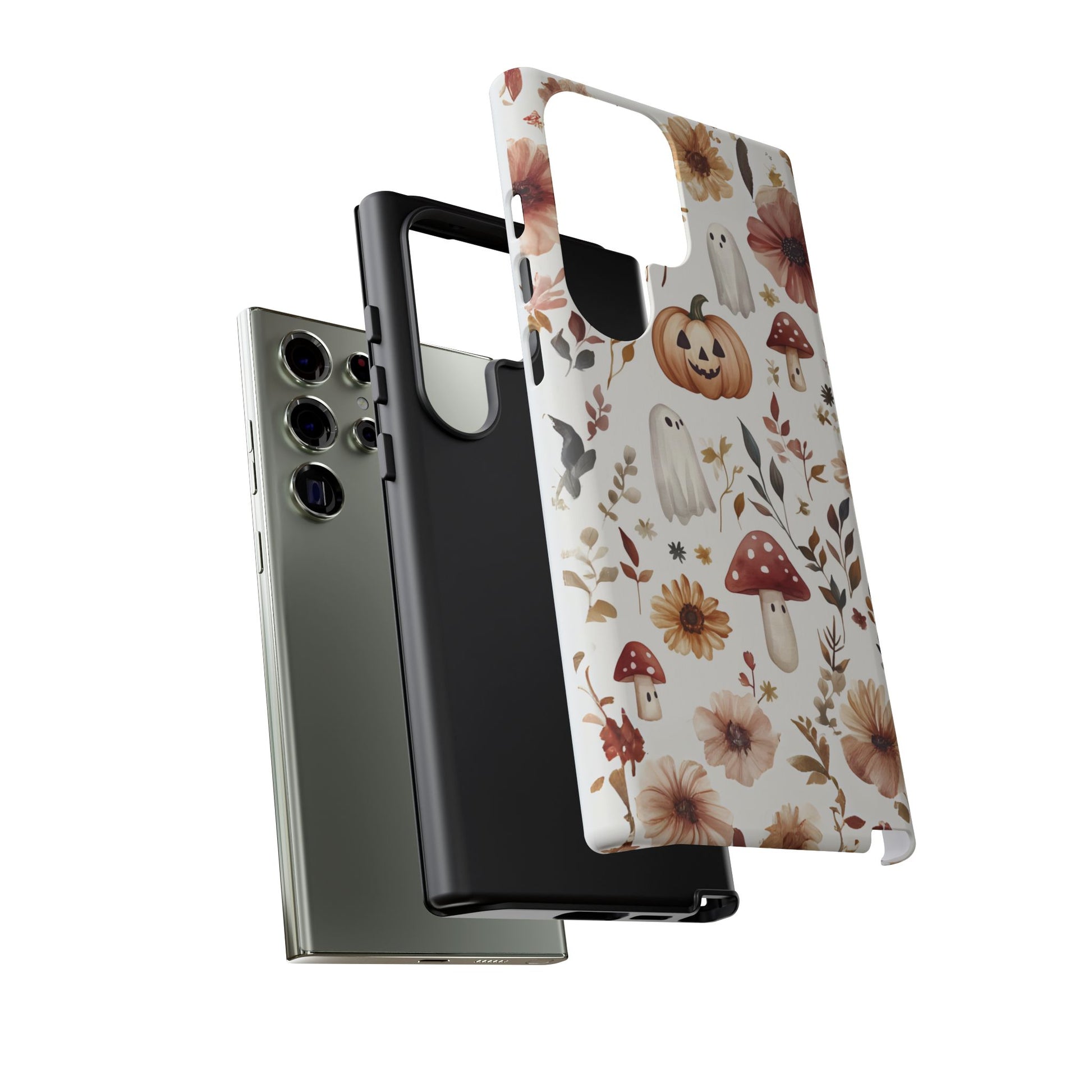 Cottagecore Fall Floral Phone Case for iPhone Samsung Pixel Autumn Pumpkin Tough Case iPhone 16 15 14 13 Pro Max