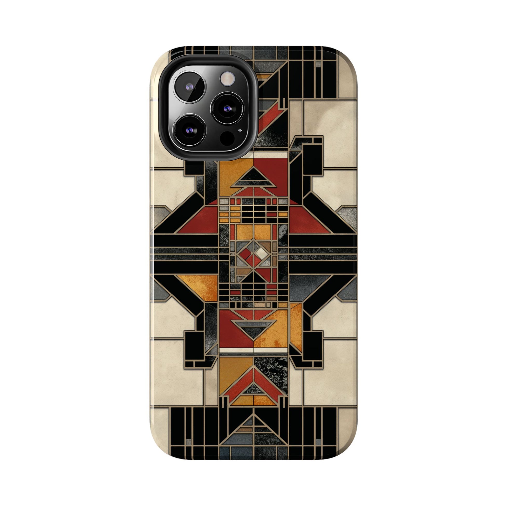 Frank Lloyd Wright Inspired Stained Glass Phone Case - Geometric Elegance for iPhone Models