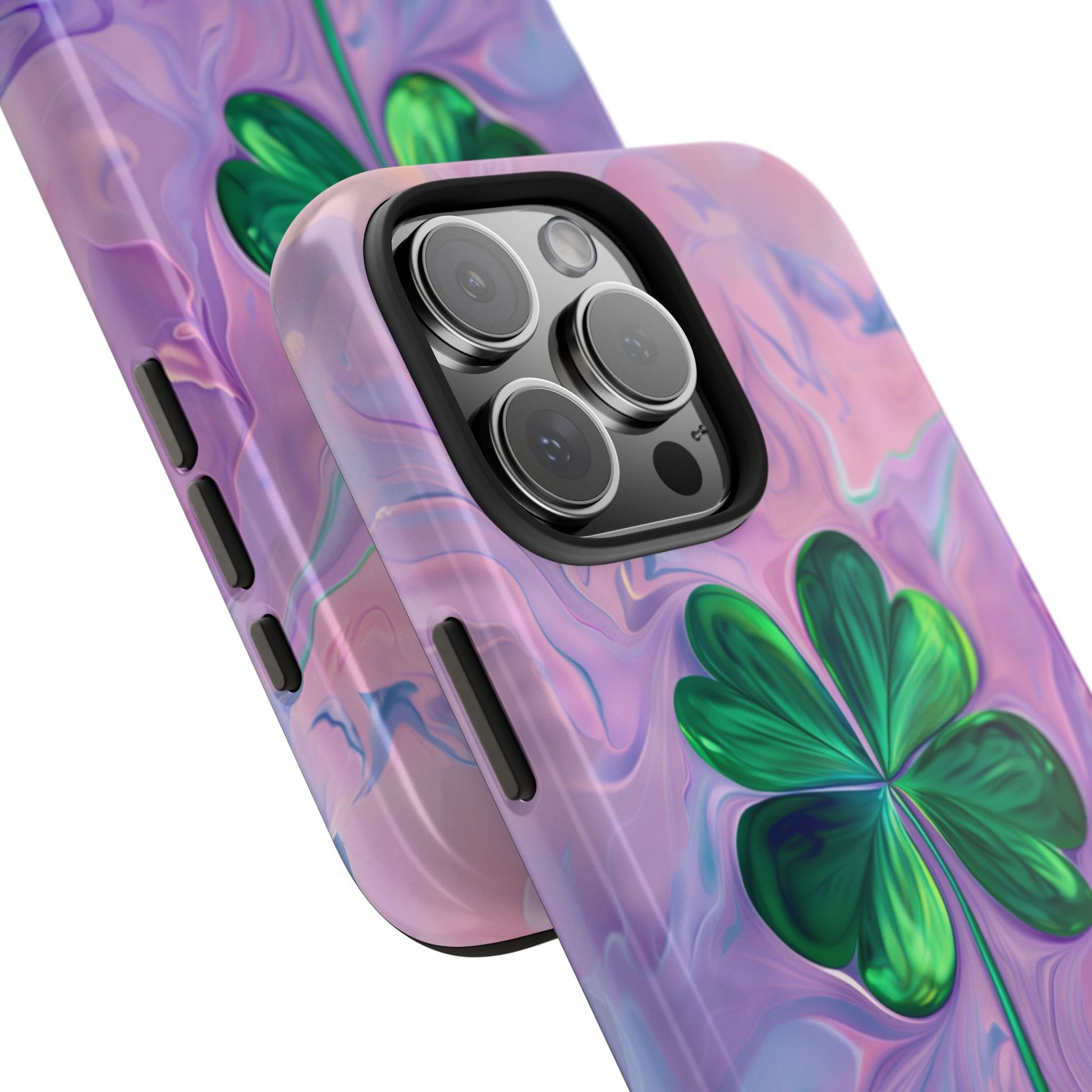 St Patrick's Day Lucky Phone Case Four Leaf Clover Durable Phone Case Good Luck Charm Protective iPhone 13 14 15 16 Pro Max Plus Galaxy
