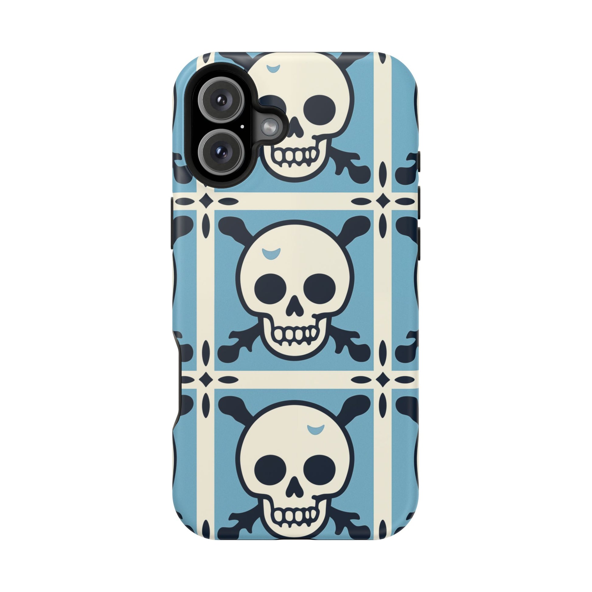 Cute Skull Phone Case Sugar Skull Ghingham Impact-Resistant Cover Goth Skull, Halloween Gift iphone 13 14 15 16 Pro Max