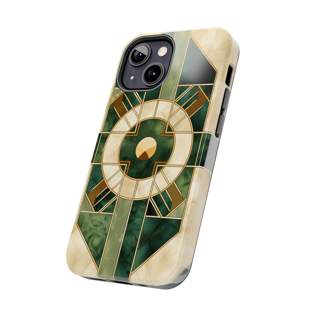 Green Frank Lloyd Wright Inspired Phone Case - Geometric Elegance for iPhone Models