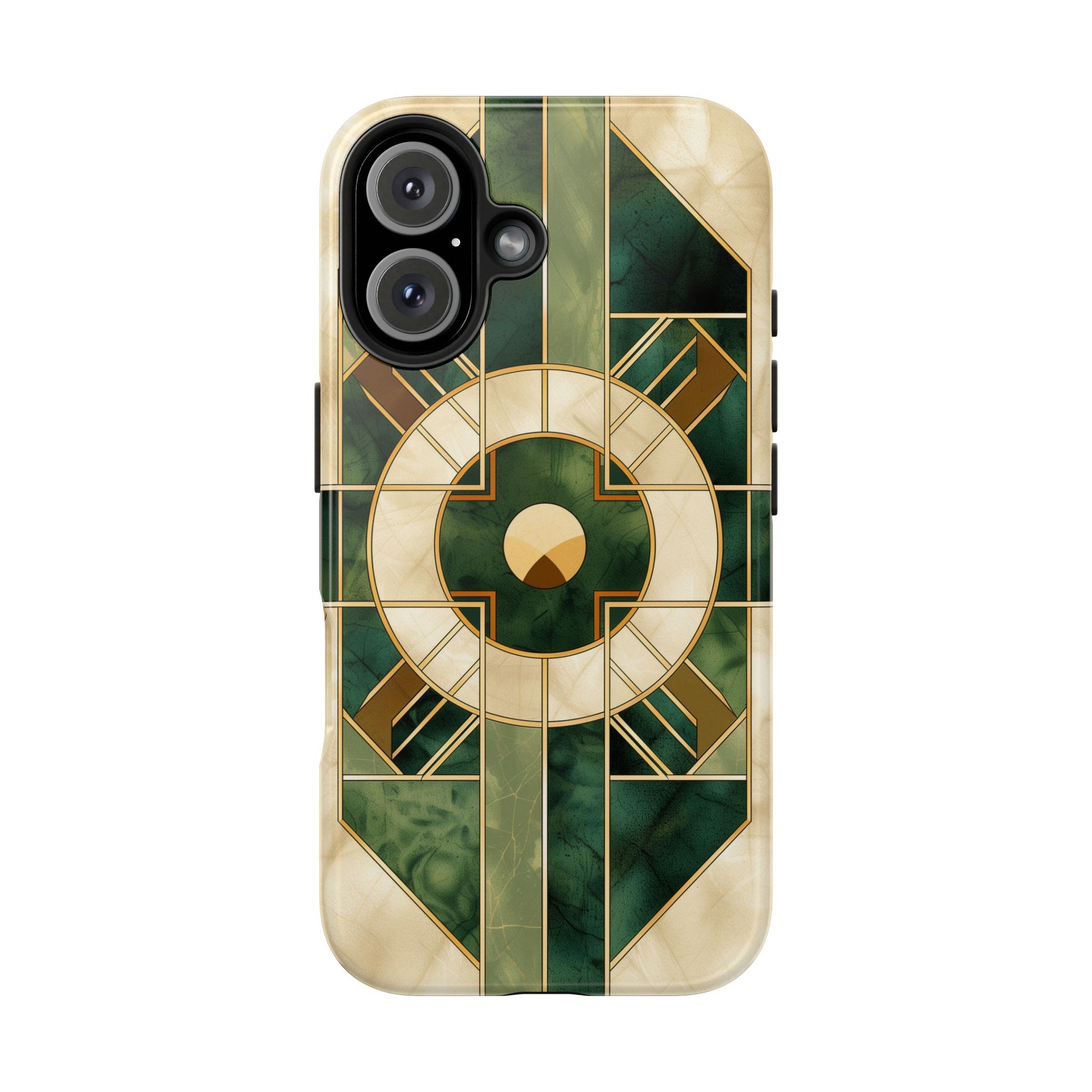 Green Frank Lloyd Wright Inspired Phone Case - Geometric Elegance for iPhone Models