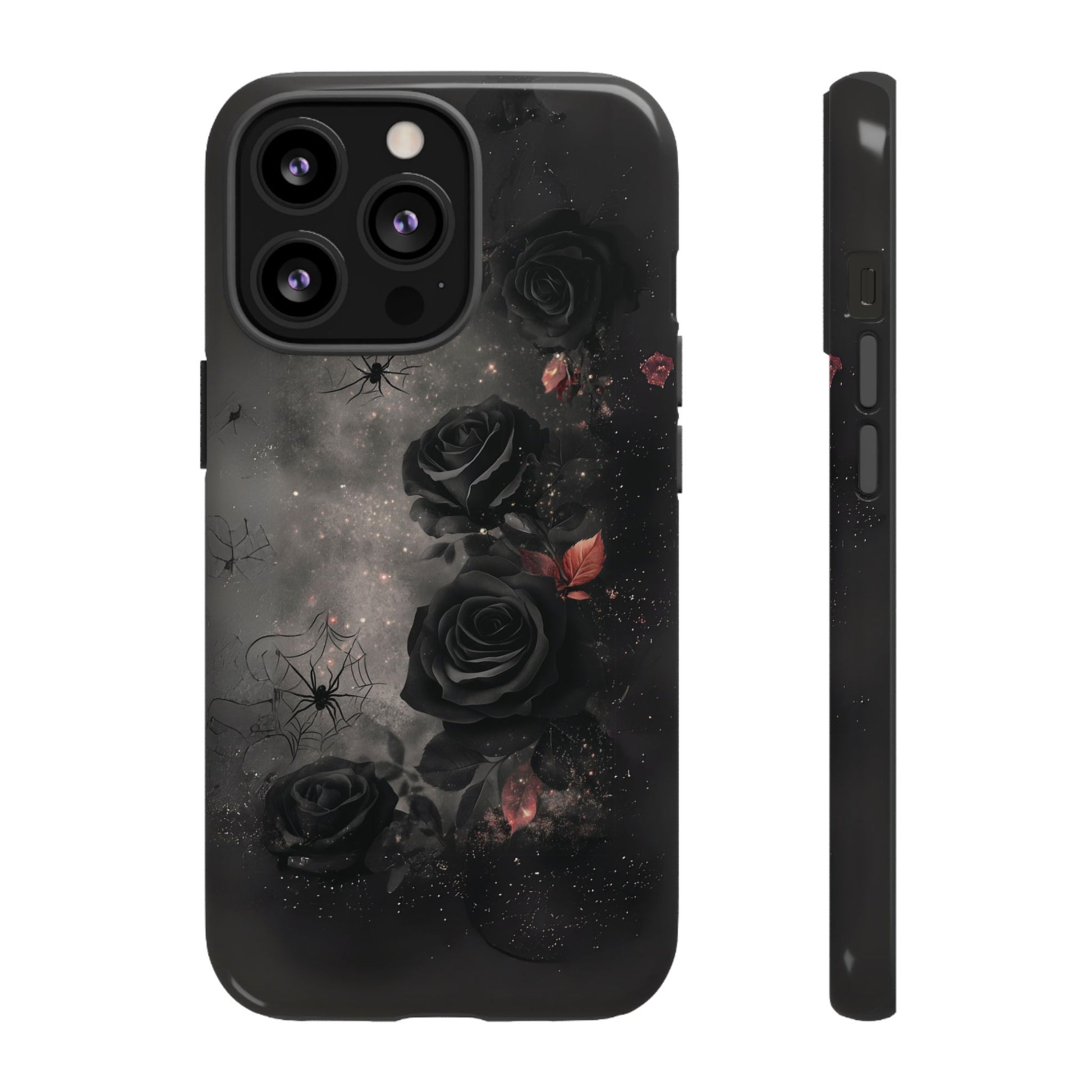 Gothic Floral Phone Case Dark Academia Black Roses Spider Webs Space Witchcraft Night Sky iPhone 13 14 15 16 Pro Max Galaxy Pixel