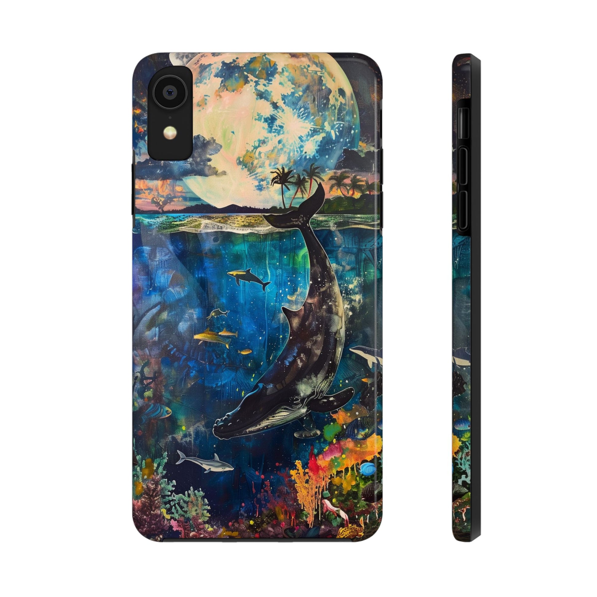 Abstract Moonlit Whale Underwater Phone Case - Durable and Stunning Protective Cover