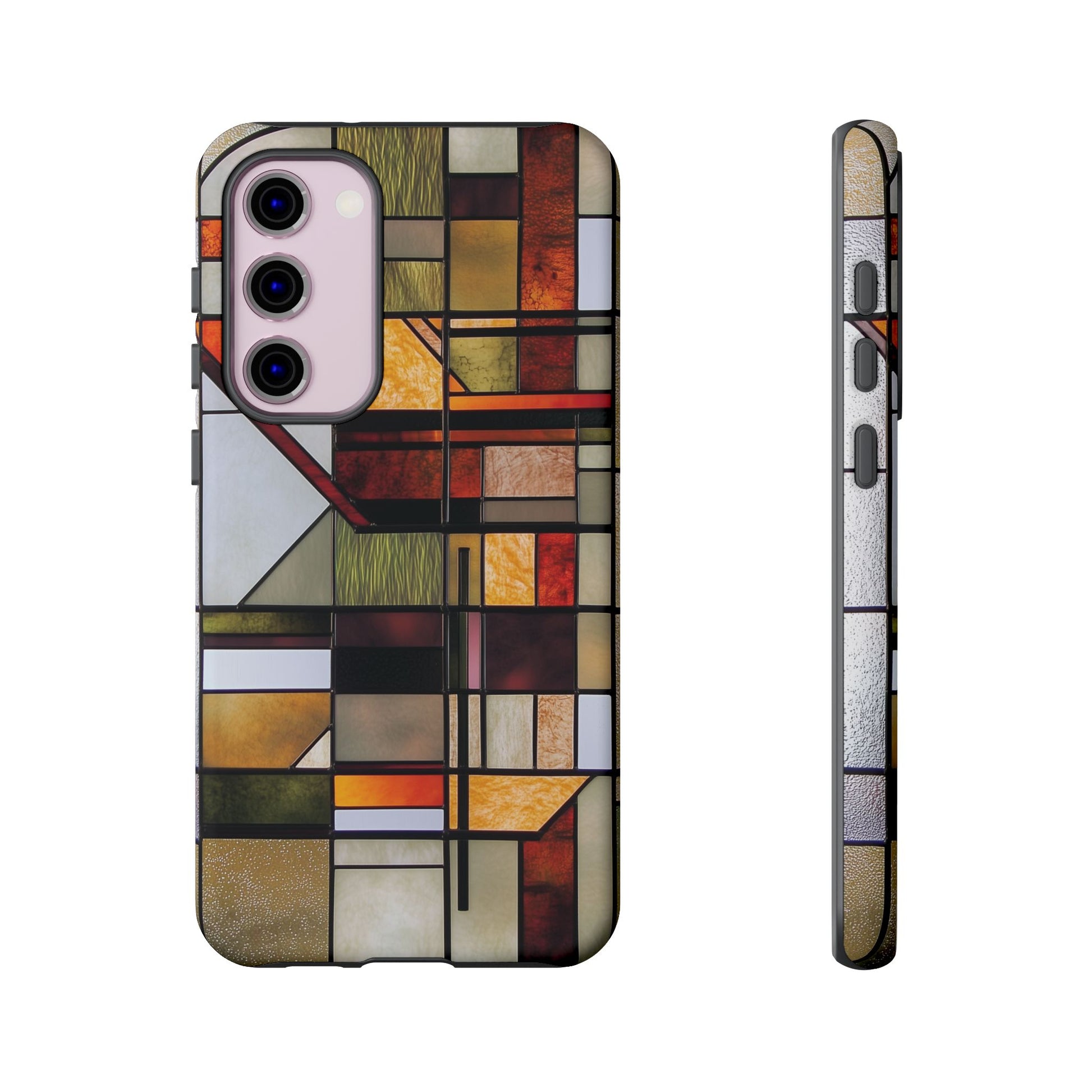 Stained Glass Phone Case Art Deco Frank Lloyd Wright Cottage Core Usonian Prairie Style Geometric Stylish  iPhone 14 15 16 Pro
