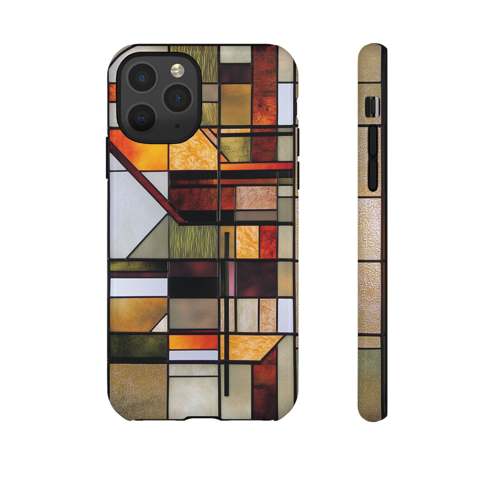 Stained Glass Phone Case Art Deco Frank Lloyd Wright Cottage Core Usonian Prairie Style Geometric Stylish  iPhone 14 15 16 Pro
