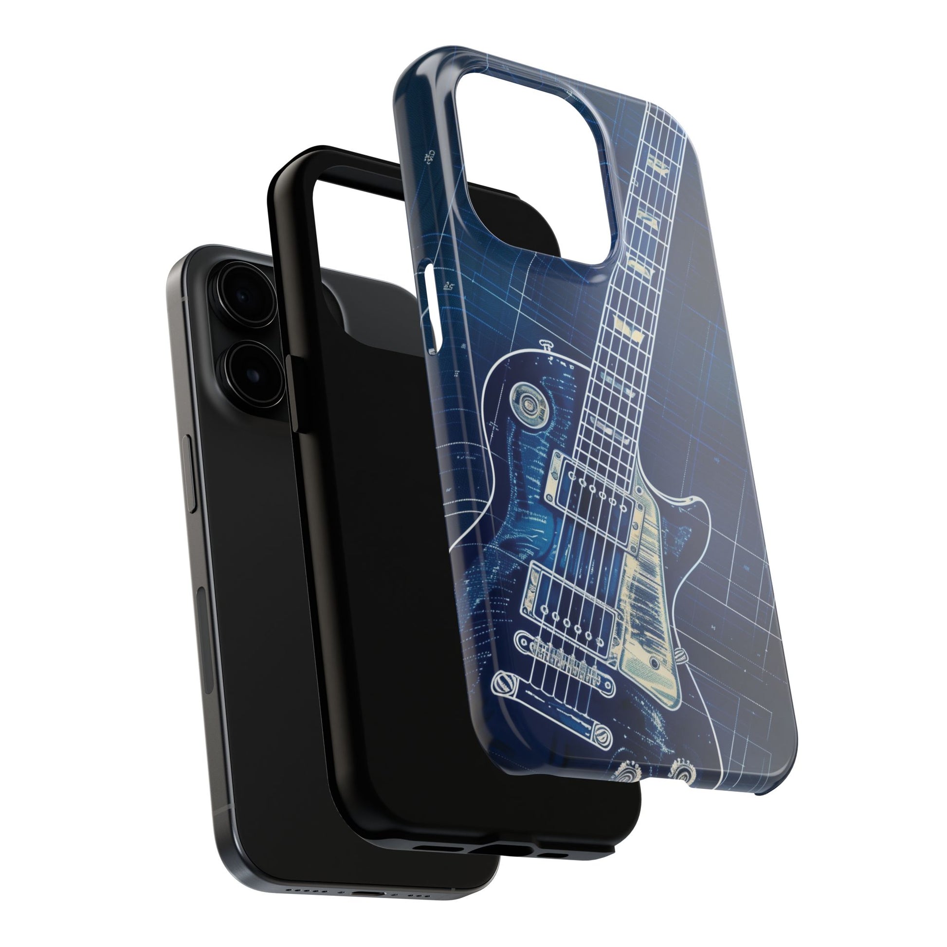 Guitar Phone Case, Guitar Blueprint iPhone Cover, Vintage Guitar Design, Custom iPhone Covers, Rock Music Phone Accessories, Musician Gift