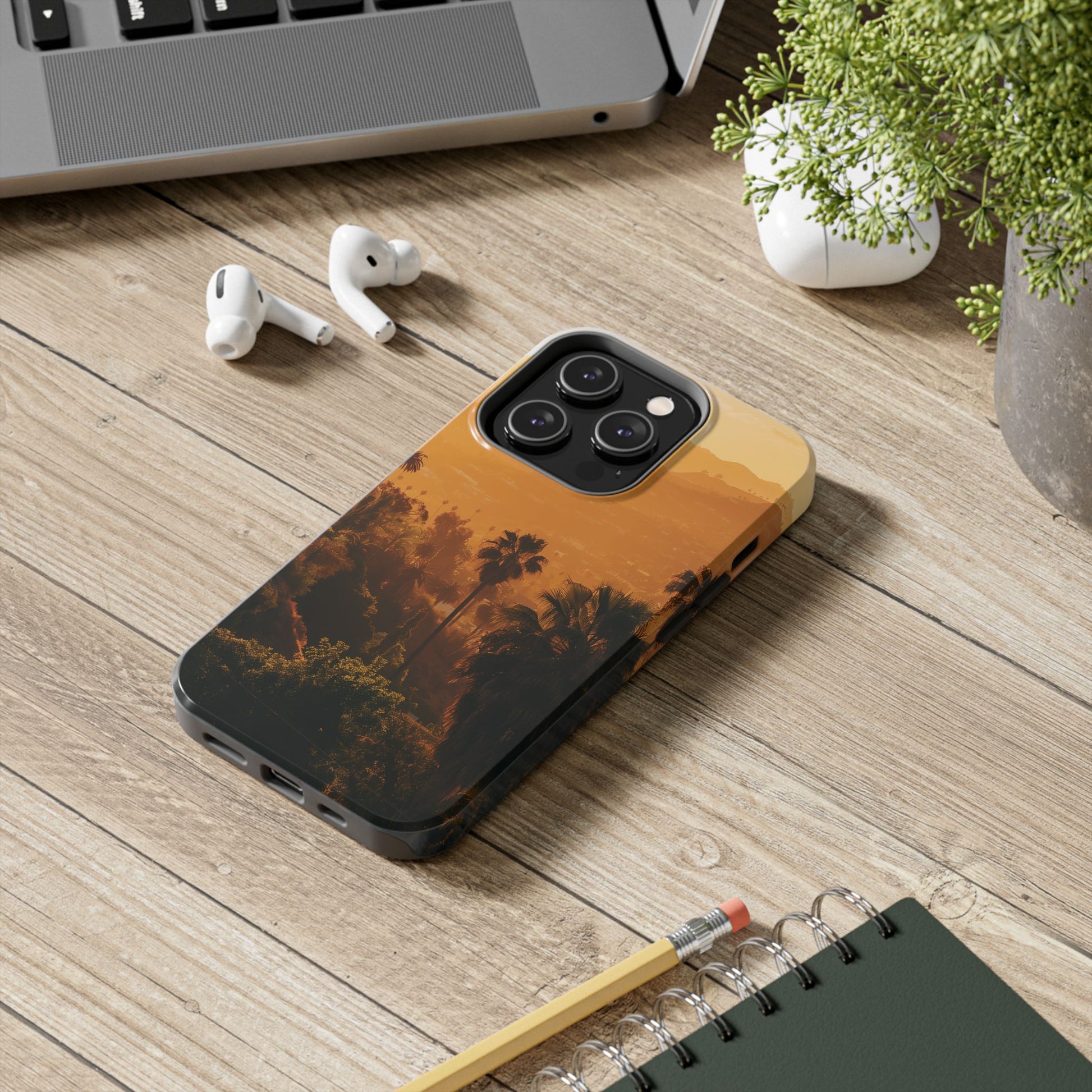 Los Angeles Sunset iPhone Case, Golden Hour Scenic View, Hollywood Hills Sunset Phone Case, Palm Trees Phone Case, iphone 15 pro max case