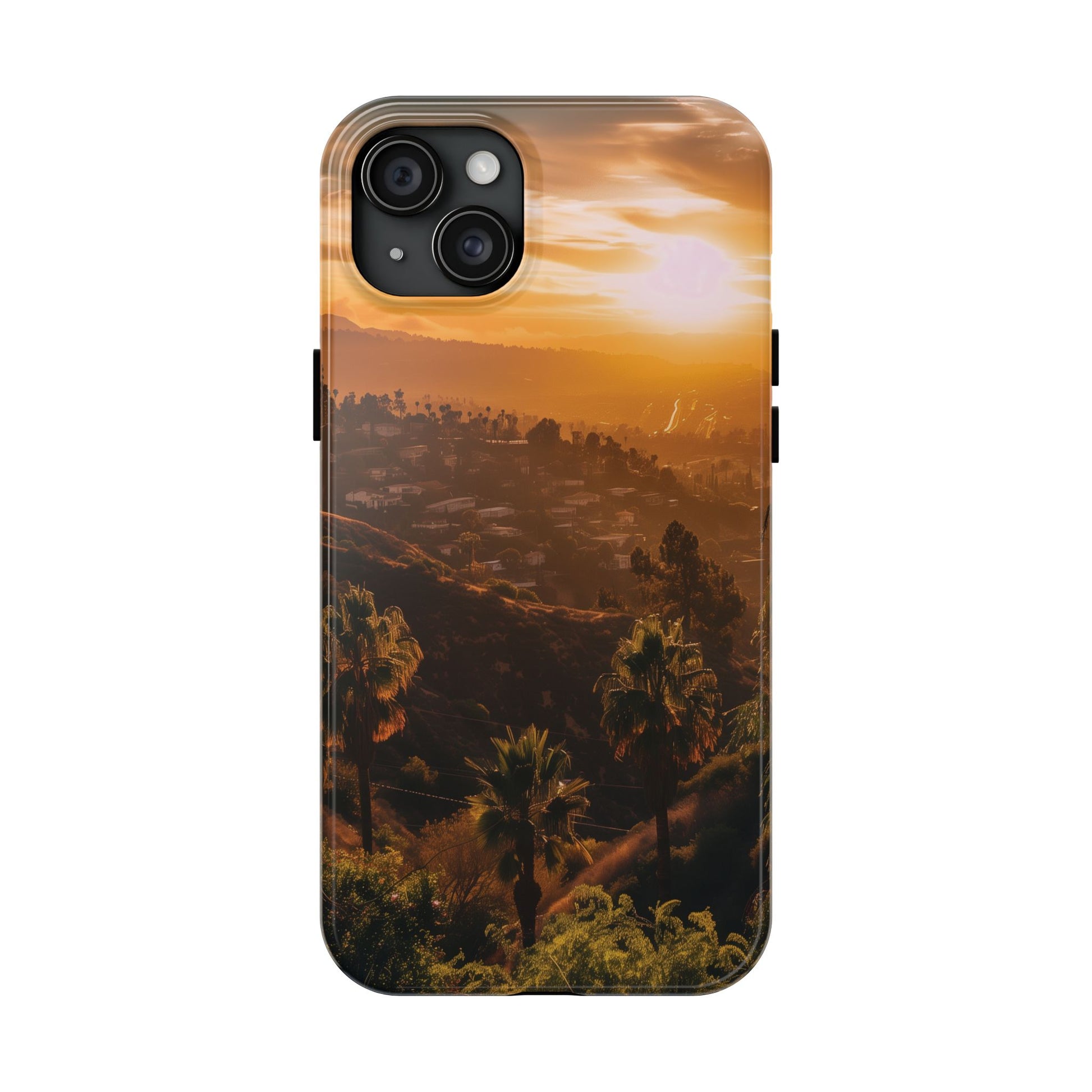 Los Angeles Sunset iPhone Case, Golden Hour Scenic View, Hollywood Hills Sunset Phone Case, Palm Trees Phone Case, iphone 15 pro max case