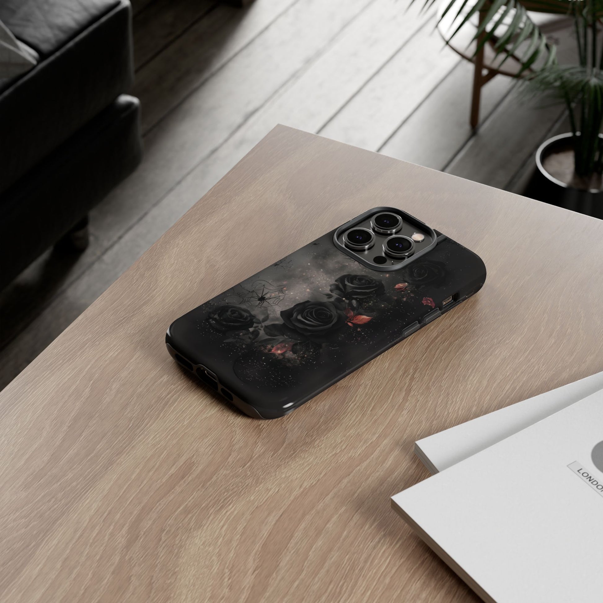 Gothic Floral Phone Case Dark Academia Black Roses Spider Webs Space Witchcraft Night Sky iPhone 13 14 15 16 Pro Max Galaxy Pixel