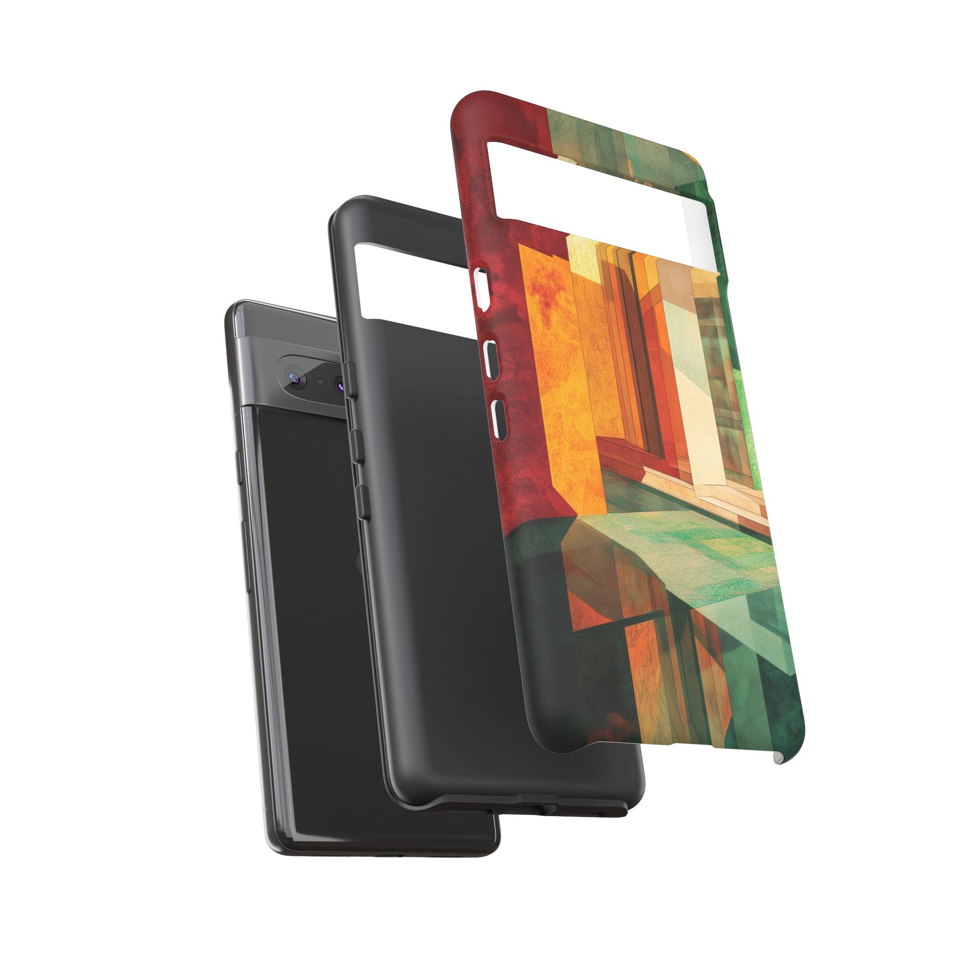 Art Deco Frank Lloyd Wright Inspired Usonian Phone Case Geometric Stained Glass Art Deco Marble Gold 13 14 15 16 iPhone Pro Max Galaxy Pixel