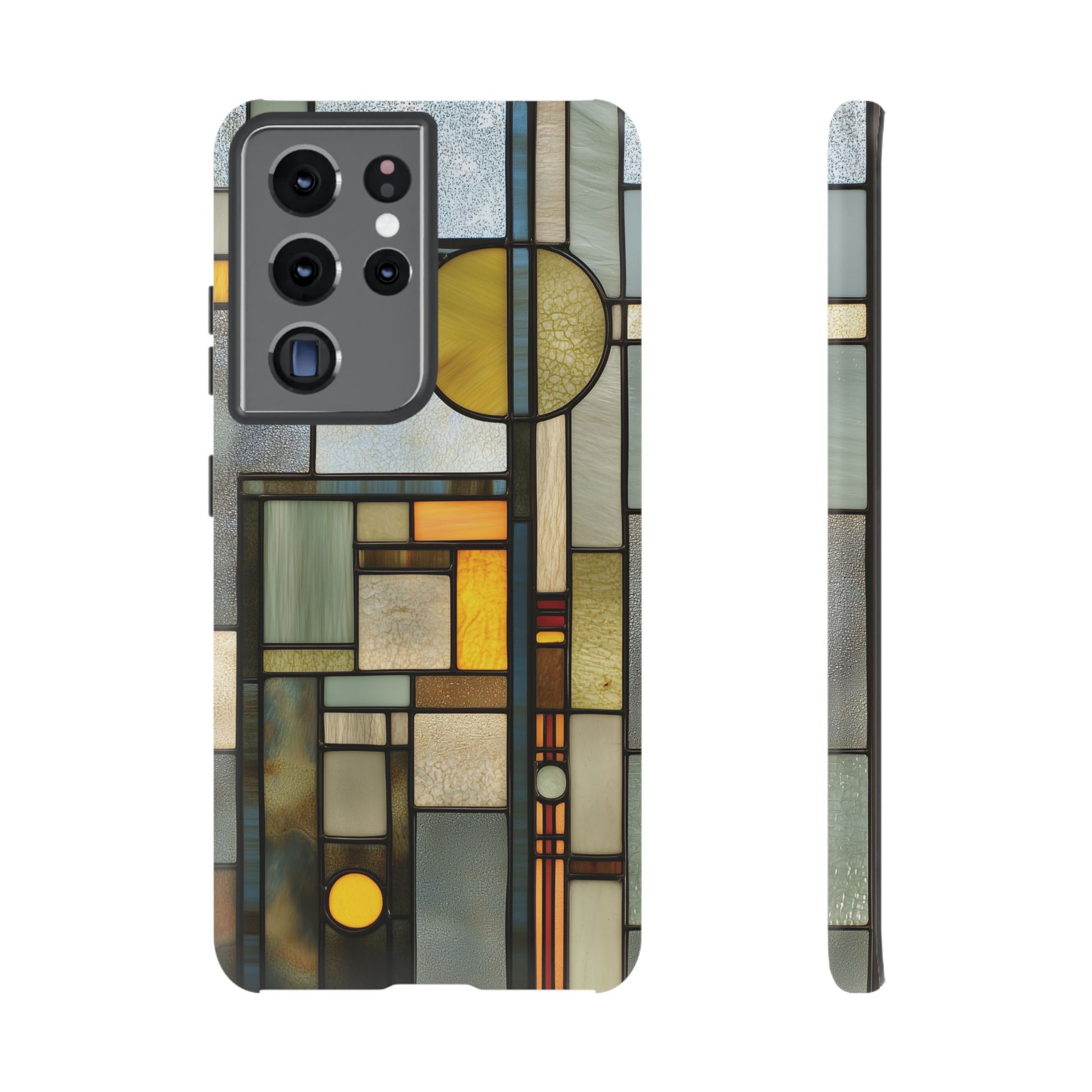 Green Art Deco Stained Glass Phone Case Frank Lloyd Wright Cottage Core Usonian Prairie Style Geometric Stylish  iPhone 14 15 16 Pro